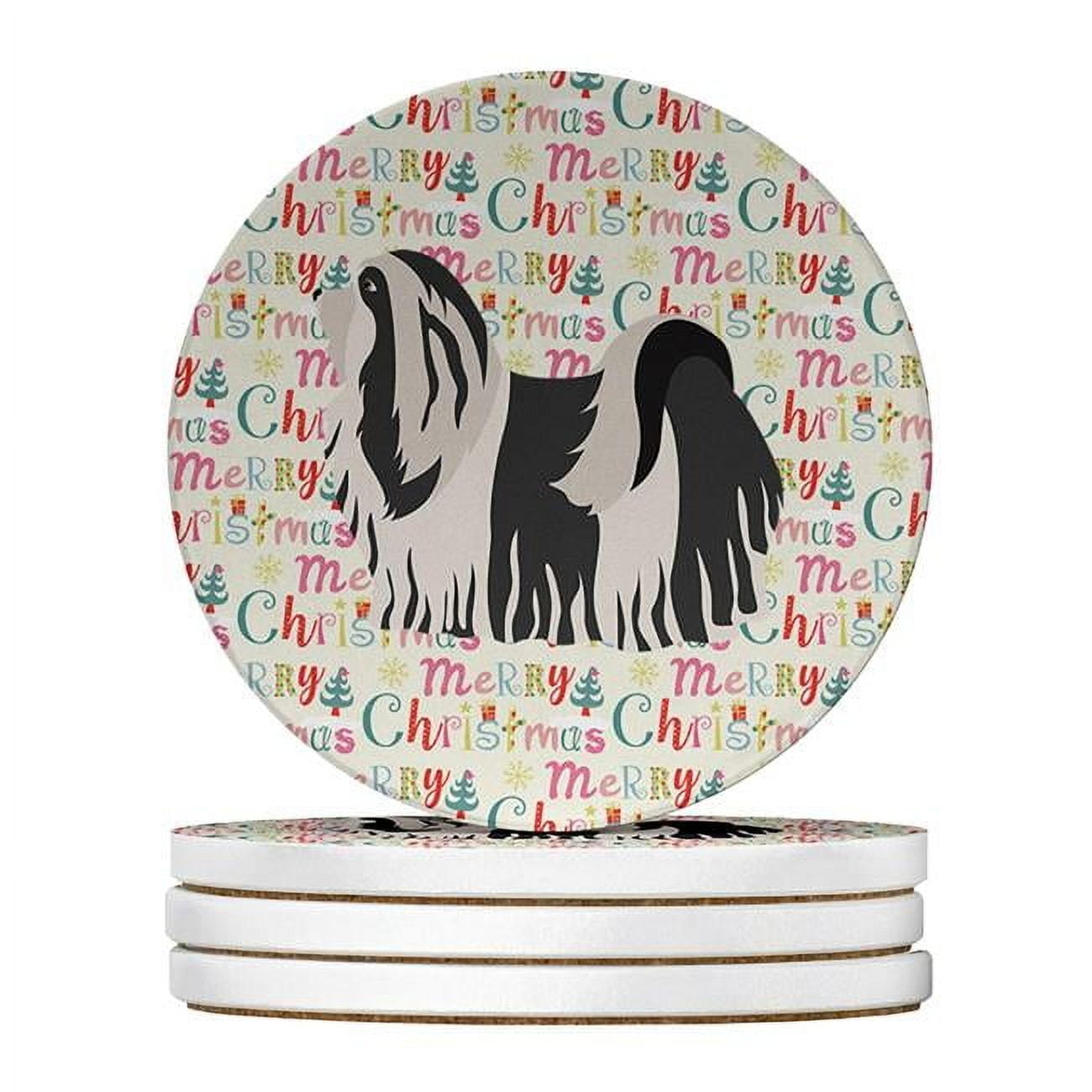Havanese #1 Merry Christmas Large Sandstone Coasters Pack of 4 4 in x 4 in