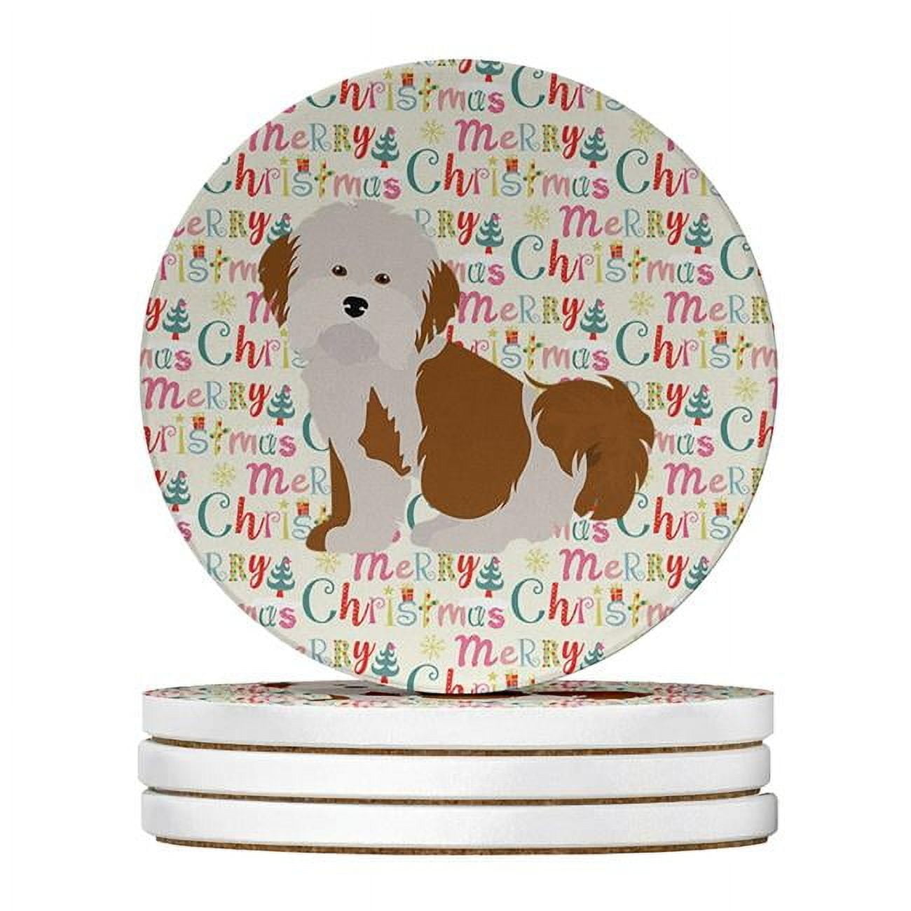 Havanese #2 Merry Christmas Large Sandstone Coasters Pack of 4 4 in x 4 in