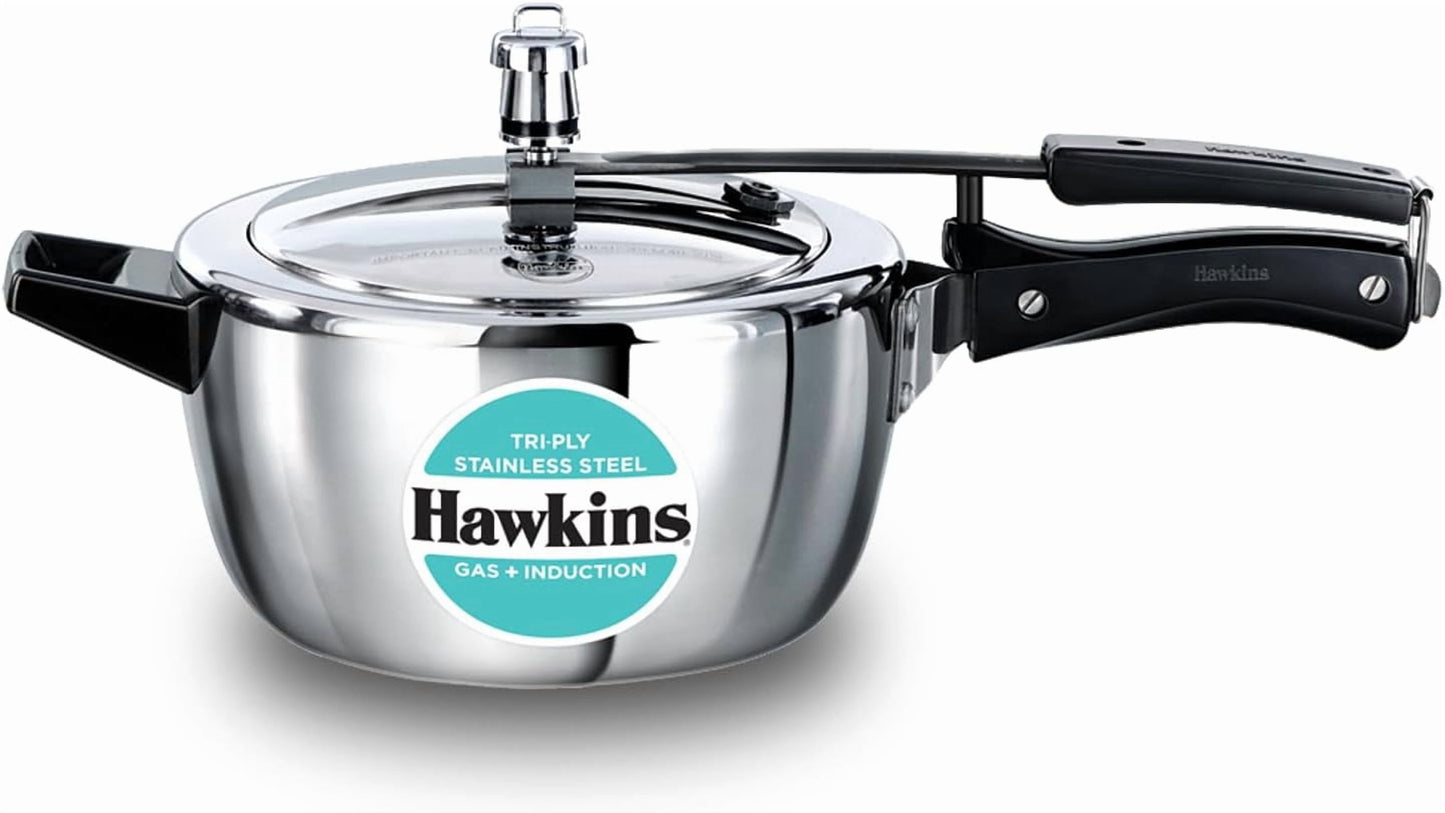 Hawkins 3.5 Liter Triply Stainless Steel Pressure Cooker, Inner Lid Cooker