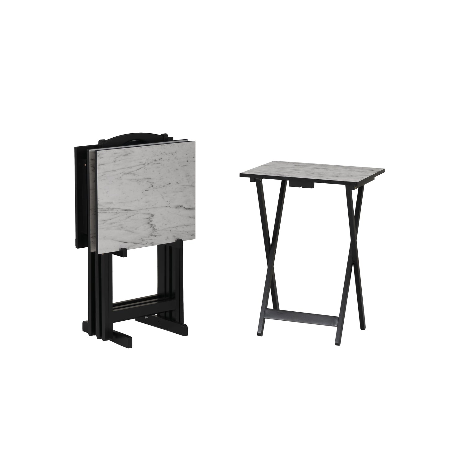 Hazel Grove Holton 5-piece Faux Marble Folding TV/ Snack Tray Table Set, Espresso