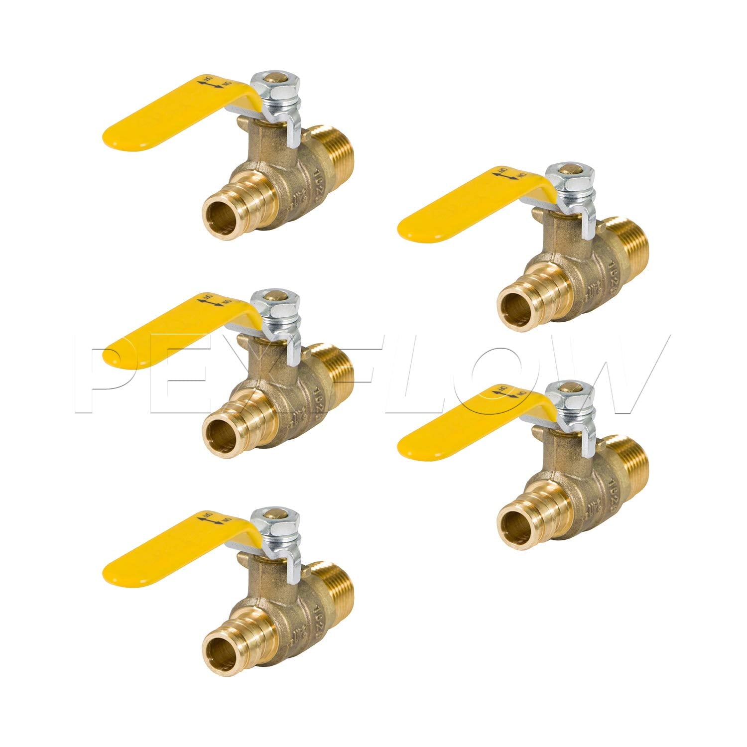Heavy Duty Brass Full Port PEX Ball Valve with 1 in. MIP x 1 in. PEX Connections (5 Pack)