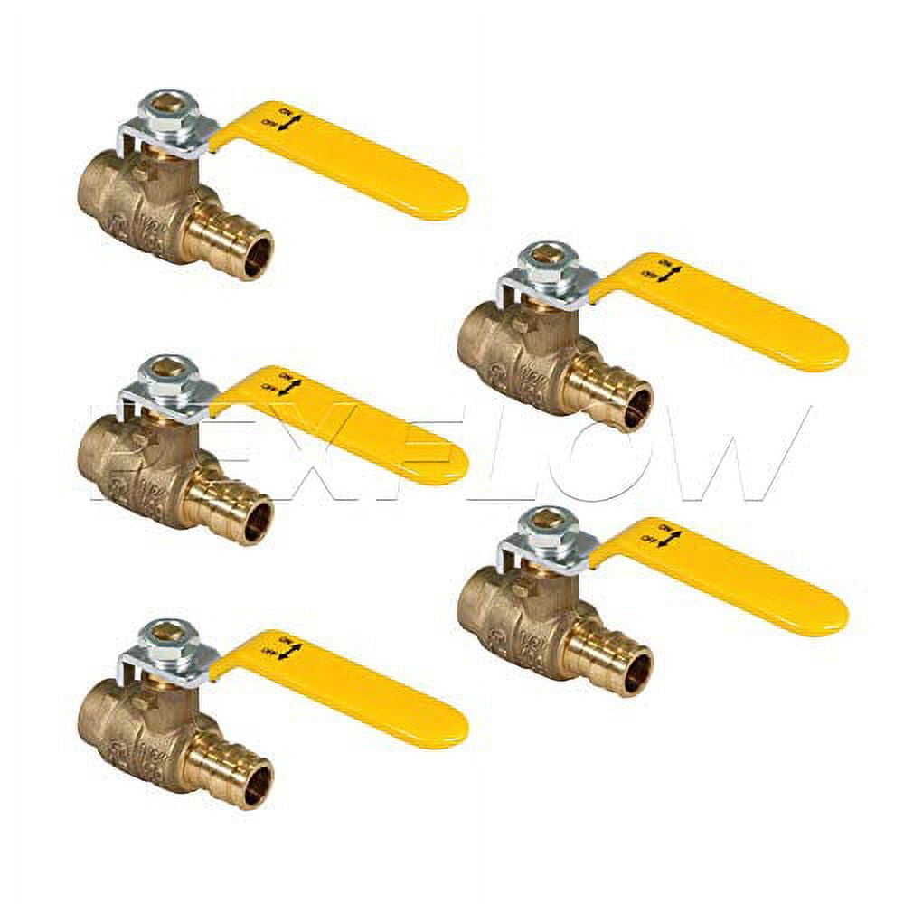 Heavy Duty Brass Full Port PEX Ball Valve with 1 in. SWT x 1 in. PEX Connections (5 Pack)