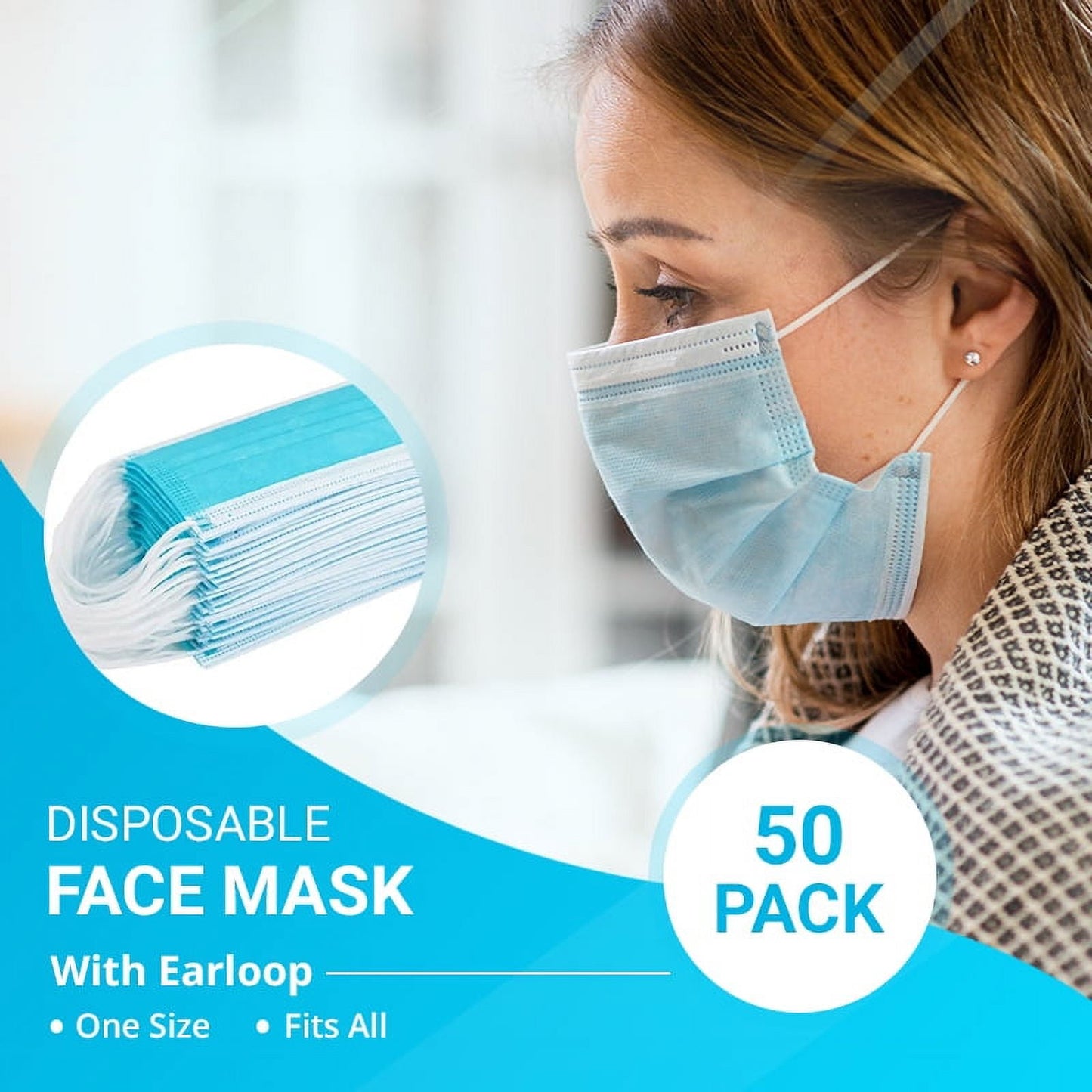 Alta Calidad y Transpirable, Mascarilla Facial Desechable de 3 Capas