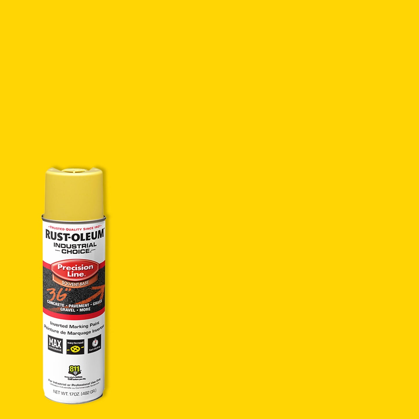 12 Pack, High Visibility Yellow, Rust-Oleum Precision Line Marking Flat Spray Paint- 17 oz