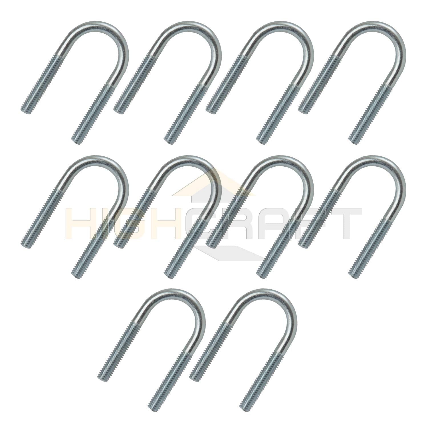 Highcraft 1/2 in. Light Duty Galvanized Steel U-Bolt Pipe Clamp with Hex Nuts (10-Pack)