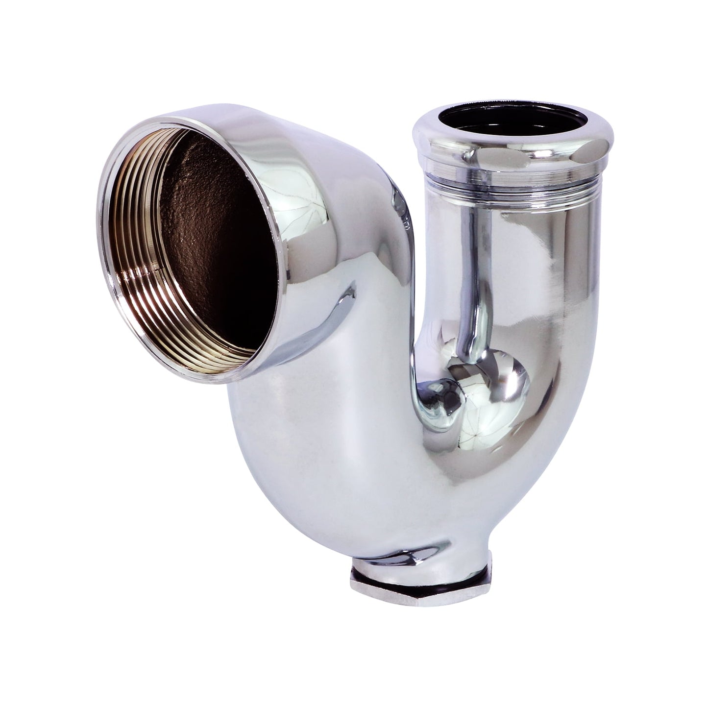 Highcraft 112A2 NY Regular Trap with Drain Plug for Tubular Drain Applications, 2 in x 1-1/2 in., Brass, Chrome Plated
