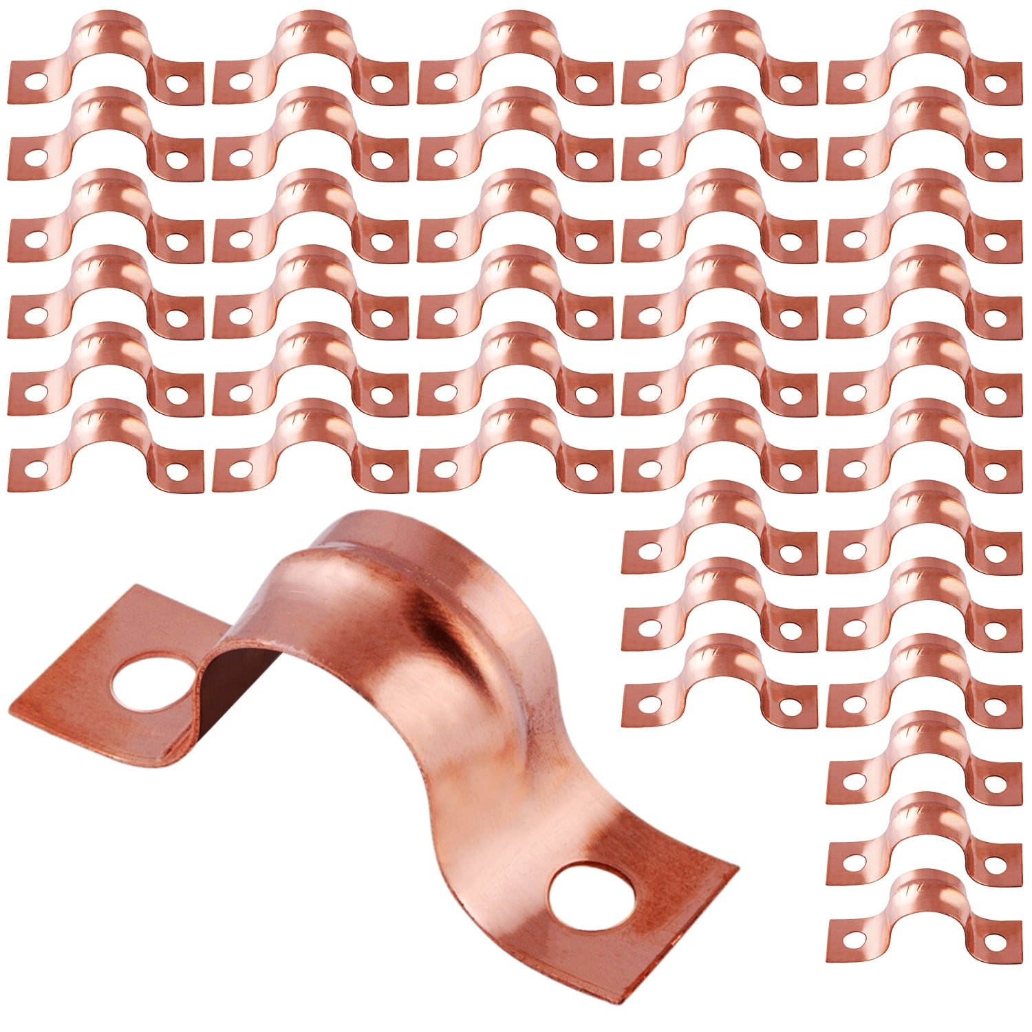 Highcraft 2-Hole Copper Pipe Strap U Bracket 1", 100 Pk