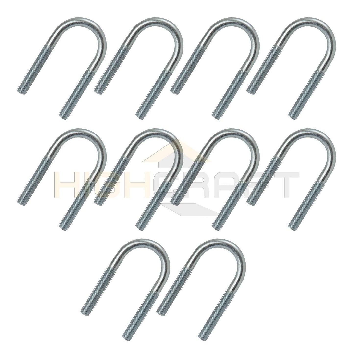 Highcraft 1-1/4 in. Standard Galvanized Steel U-Bolt Pipe Clamp with Hex Nuts (10-Pack)