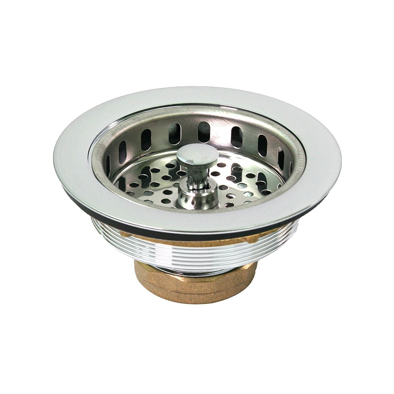 Highcraft Heavy Duty Kitchen Sink 3-1/2 inch Stainless Steel Drain Assembly With Strainer Basket, Chrome