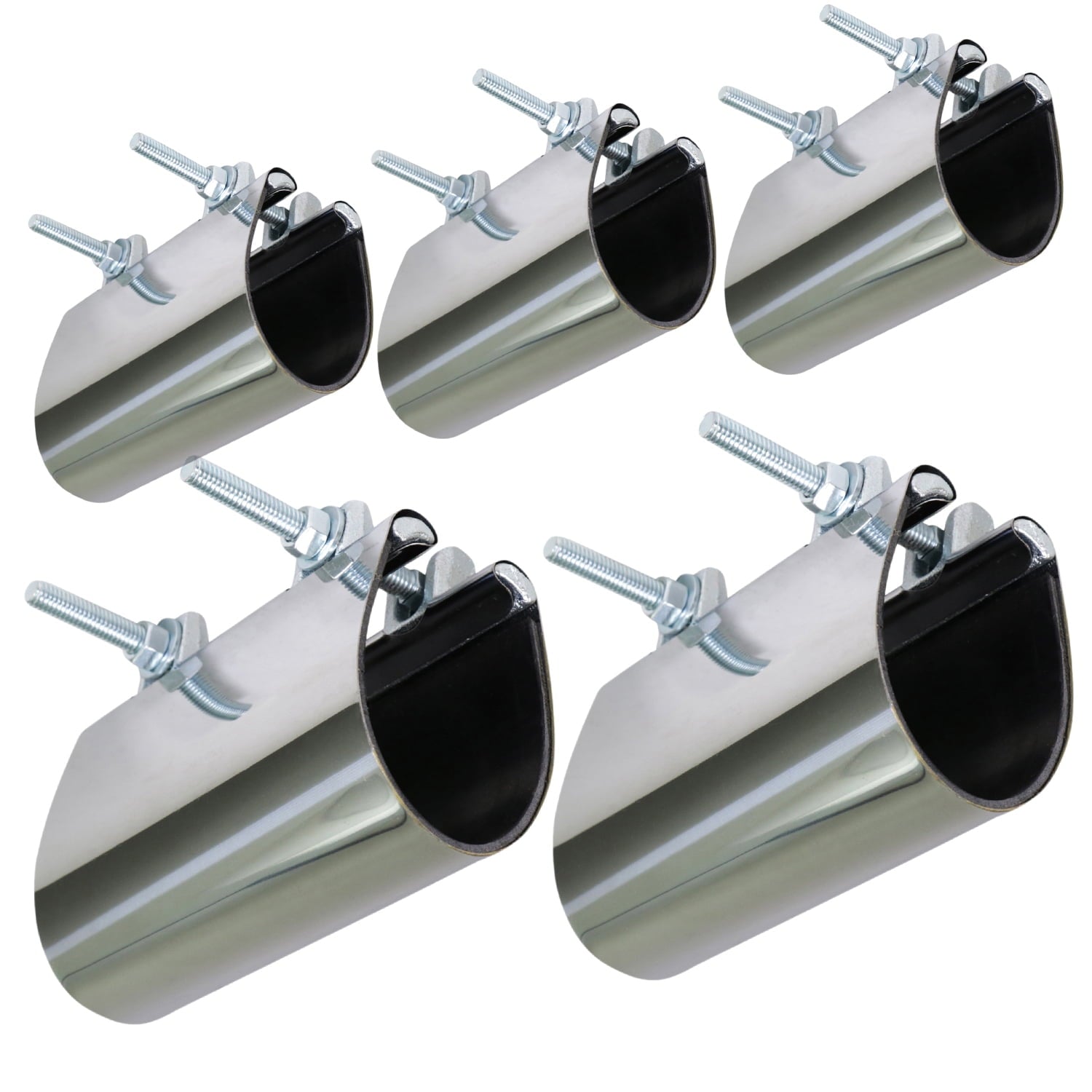 Highcraft Pipe Repair Clamp 6" One Bolt, 6" Long Stainless Steel (5 Pack)