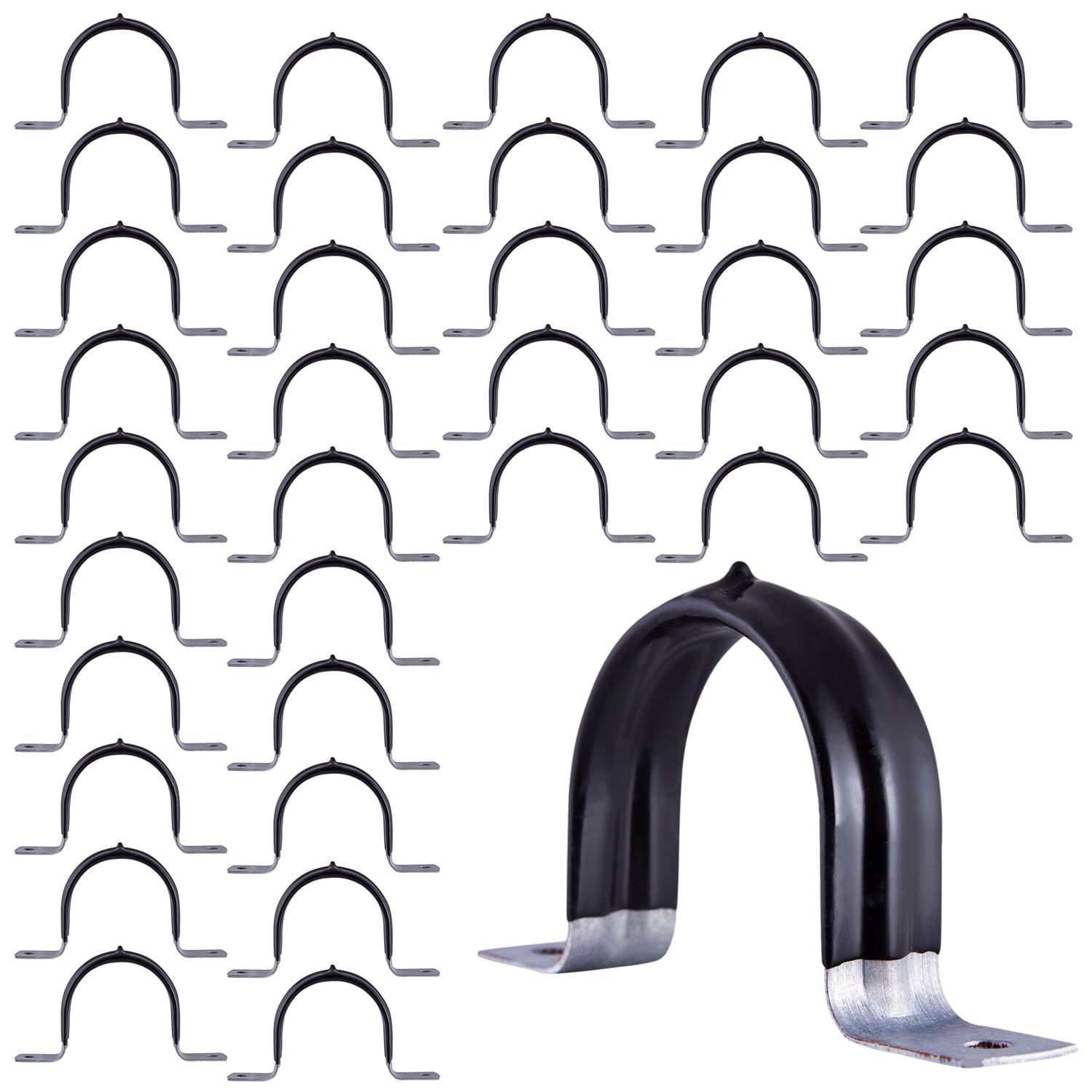Highcraft Pipe Strap U Bracket, 1-1/4" w/ Plastic Coated Galvanized- 50 Pk