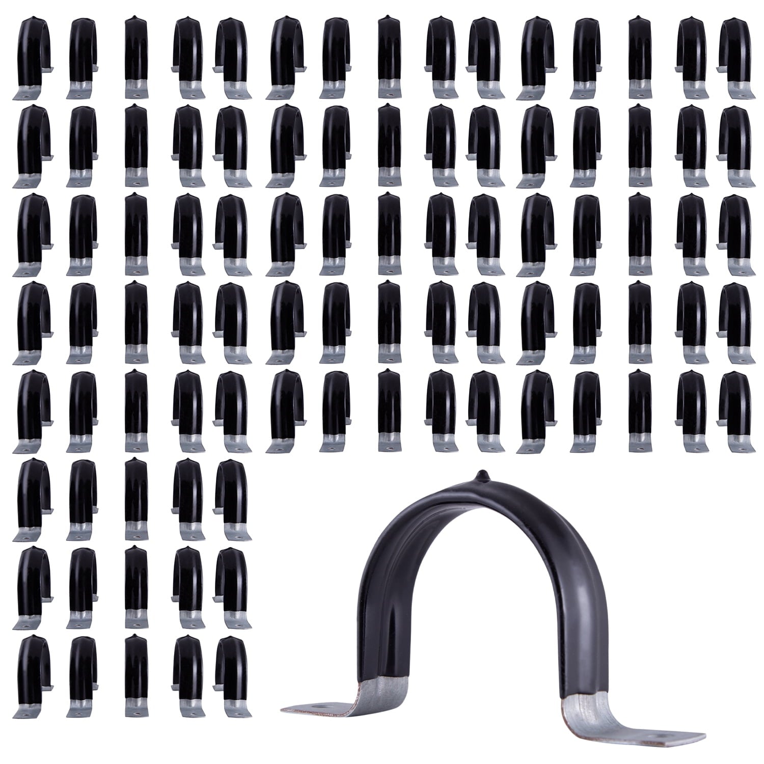 Highcraft Pipe Strap U Bracket 1/2" w/ Plastic Coating, Galvanized- 100 Pk