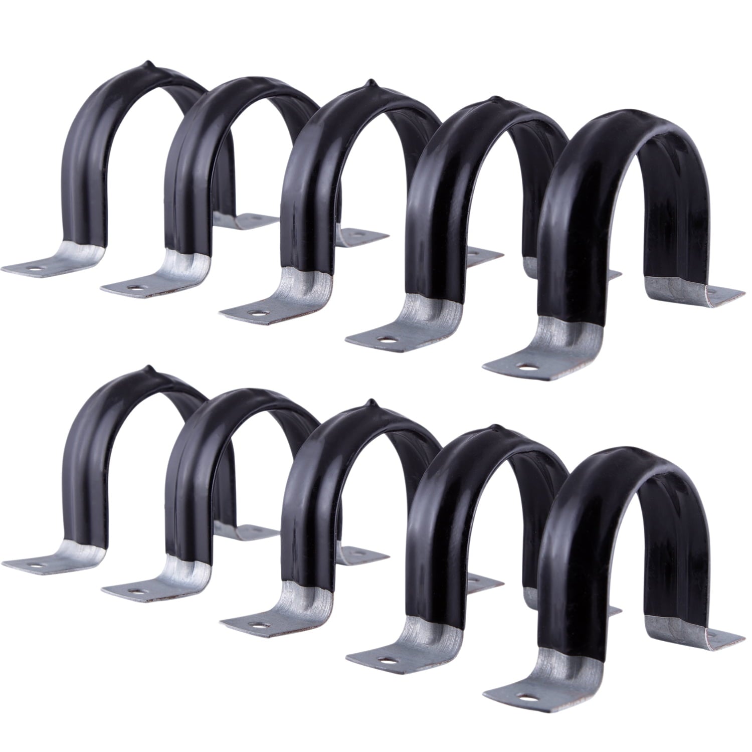Highcraft Pipe Strap U Bracket, 4" w/ Plastic Coated Galvanized- 10 Pk