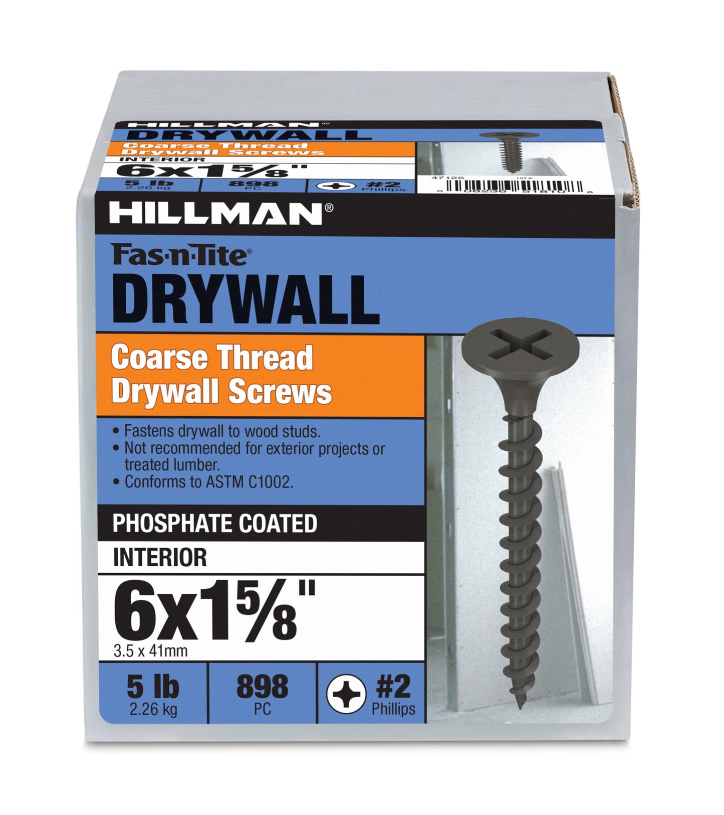 Hillman Fasteners No. 6 x 1-5/8 in. Coarse Thread Phillips Drywall Screws, 5 lb Box