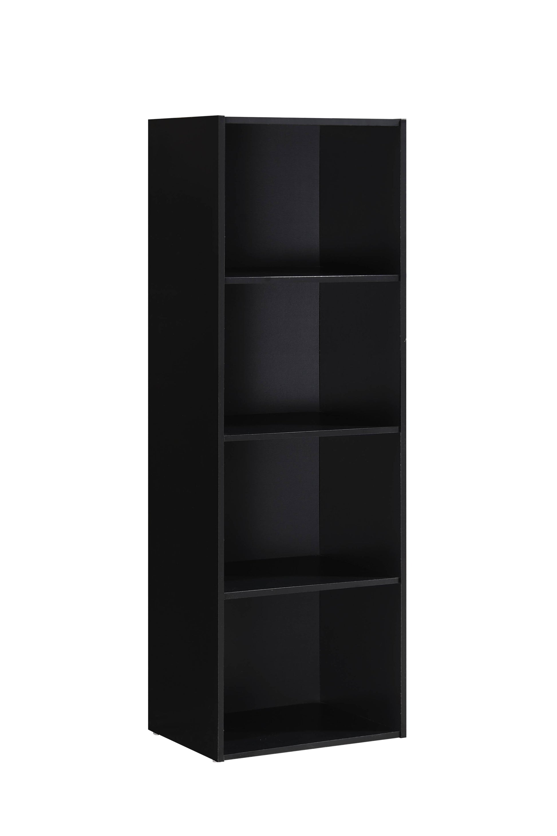 Hodedah 4-Shelf Wood Storage Bookcase for Home Office Organization, Black