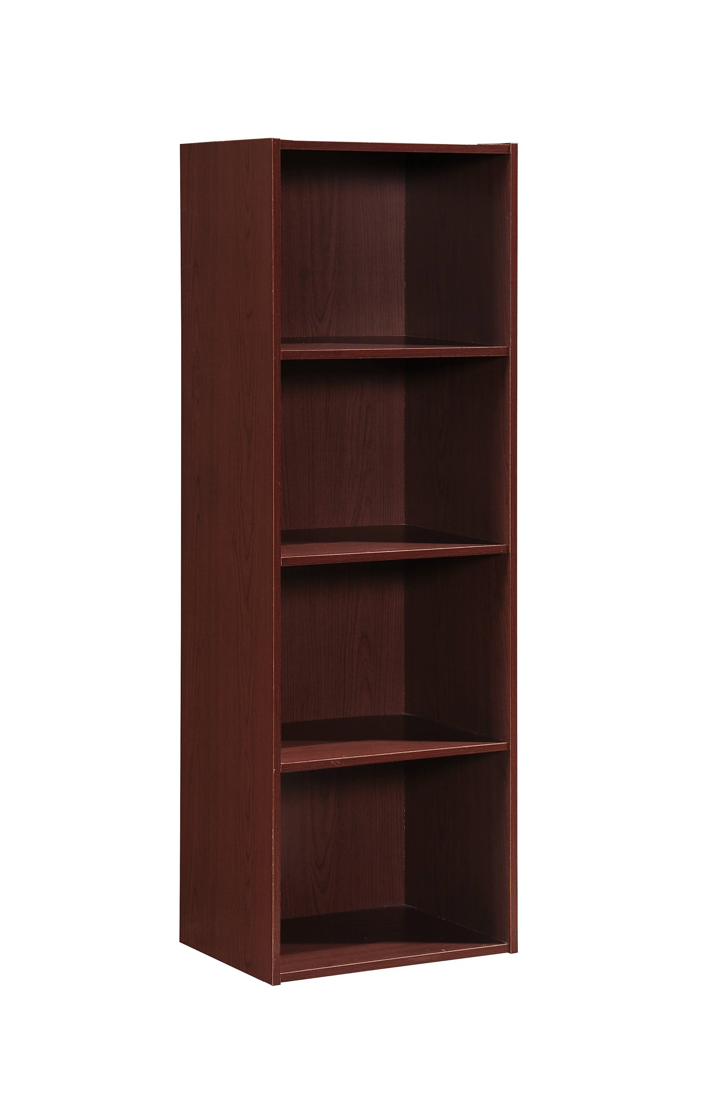 Hodedah 4-Shelf Wood Bookcase, Mahogany