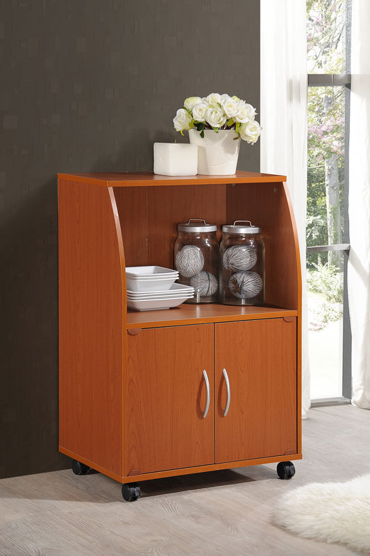 Hodedah Mini Microwave Cart, Cherry