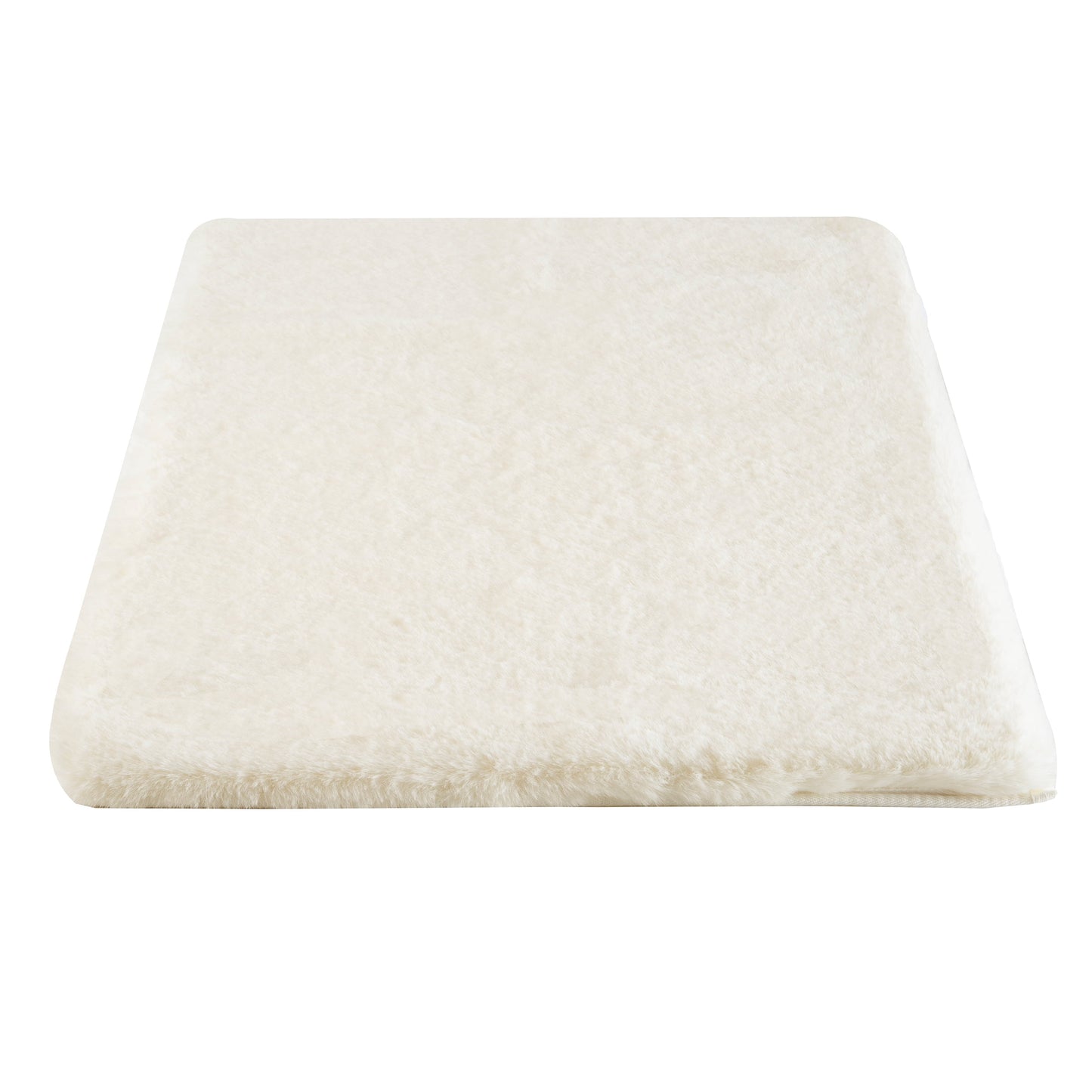 Home-Complete 21x34 Small Faux Fur Bath Mat for Hallway or Kitchen, Machine Washable Nonslip Rug, (Beige)