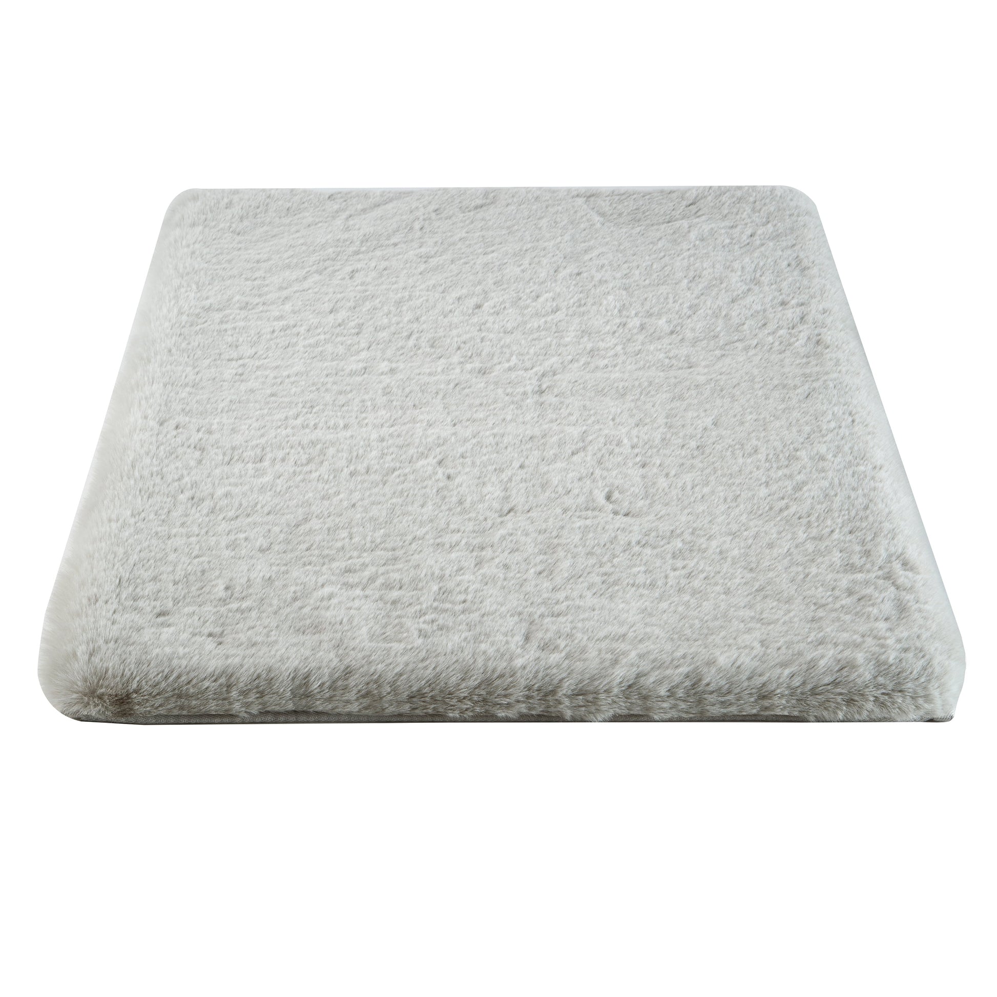 Home-Complete 21x34 Small Faux Fur Bath Mat for Hallway or Kitchen, Machine Washable Nonslip Rug, (Silver)