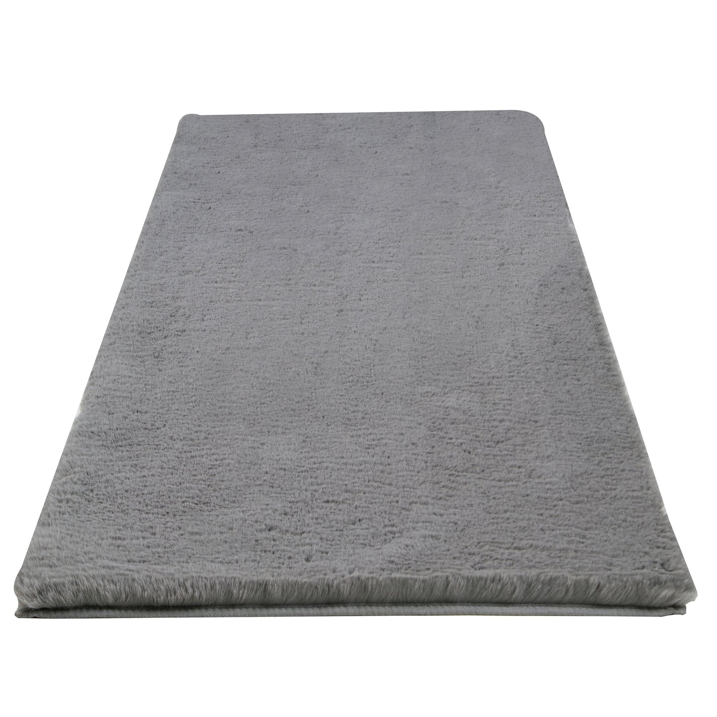 Home-Complete 24x60 Large Faux Fur Bath Mat for Hallway or Kitchen, Machine Washable Nonslip Rug, (Gray)