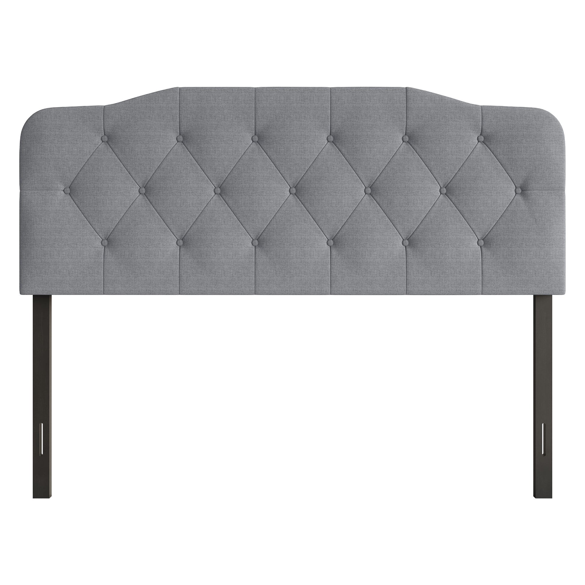 Home Design Angela Full Button-Tufted Upholstered Headboard with Adjustable Height and Foam Padding, Grey, Easy assembly