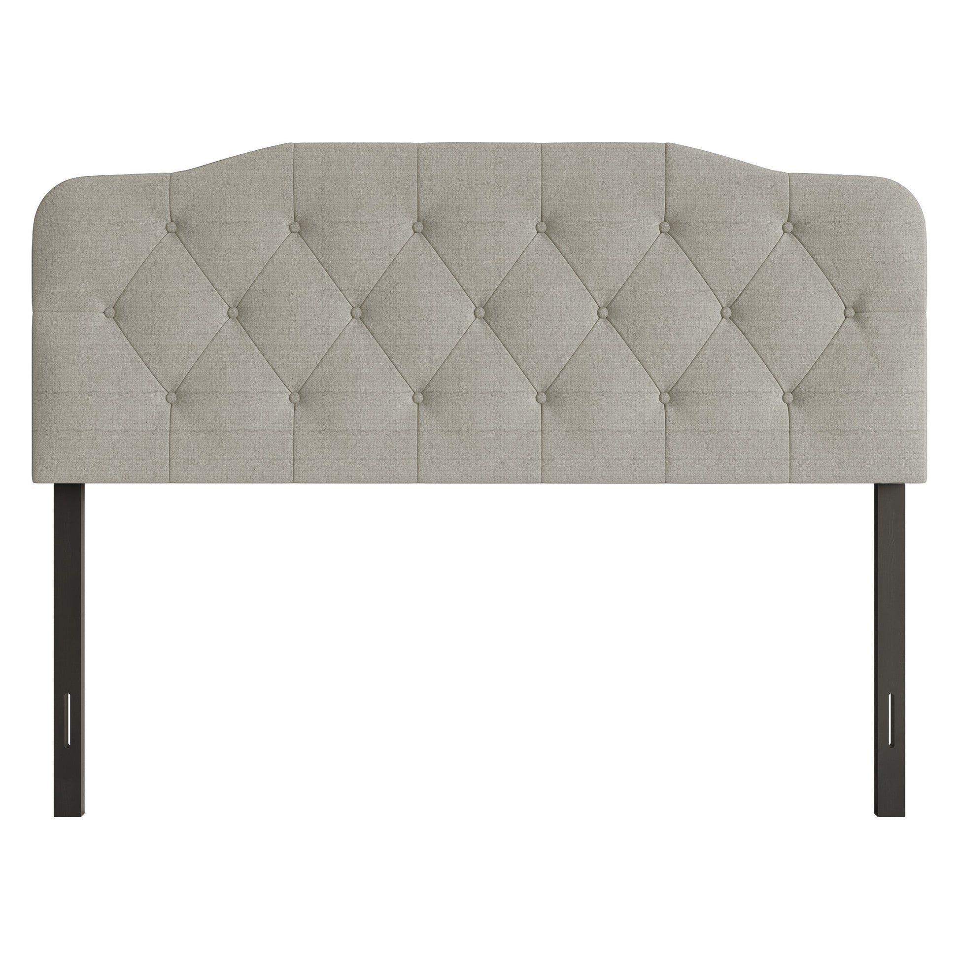 Home Design Angela Full Button-Tufted Upholstered Headboard with Adjustable Height and Foam Padding, Warm Grey, Easy assembly