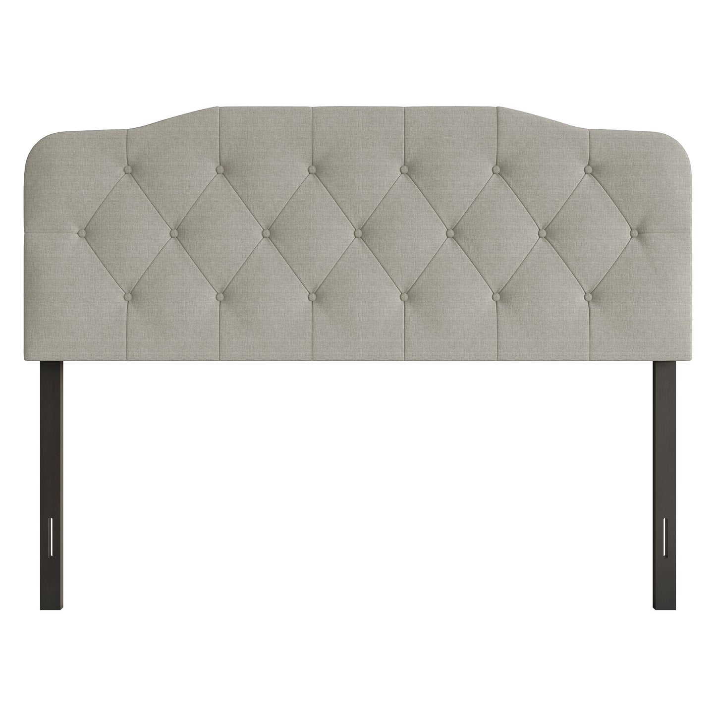 Home Design Angela Queen Button-Tufted Upholstered Headboard with Adjustable Height and Foam Padding, Warm Grey, Easy assembly