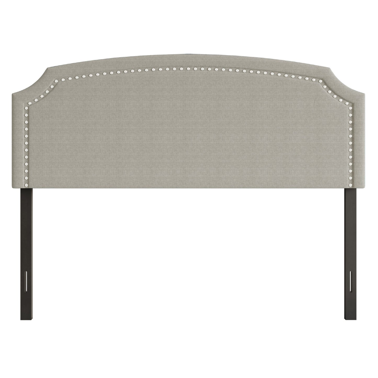 Home Design Cora Upholstered Twin Headboard with Nailhead Trim and Adjustable Height, Warm Gray, Easy assembly