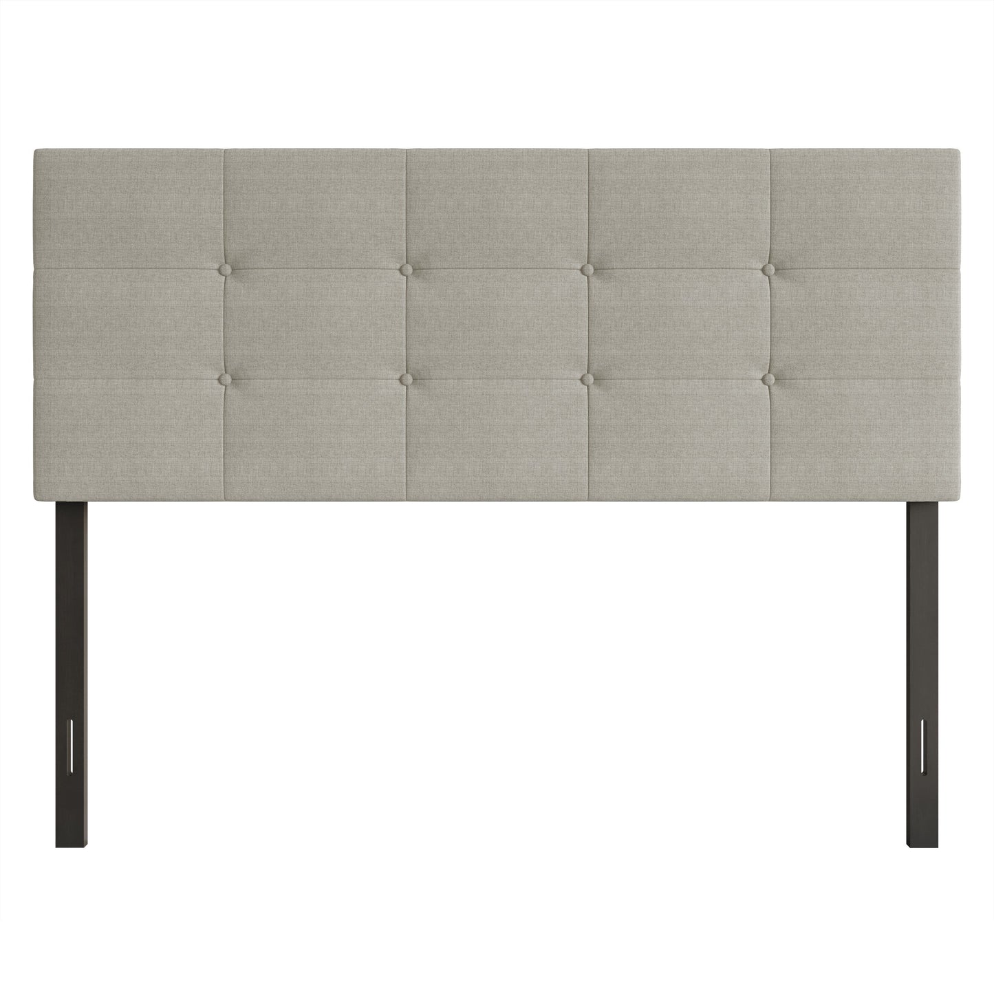 Home Design Gina Twin Tufted Upholstered Headboard with Button Tufts and Adjustable Height, Warm Gray, Easy assembly