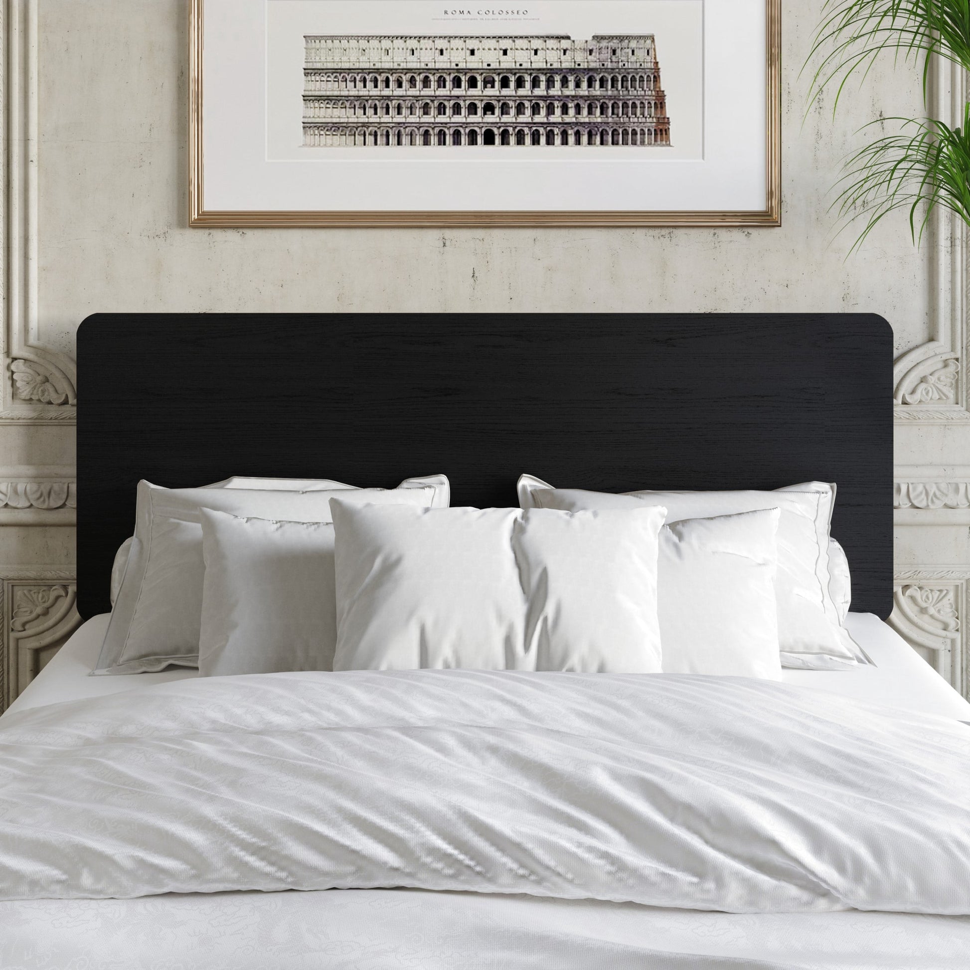Home Design Keokuk Queen Headboard with Minimalist Design & Easy Installation, Black, Easy Assembly