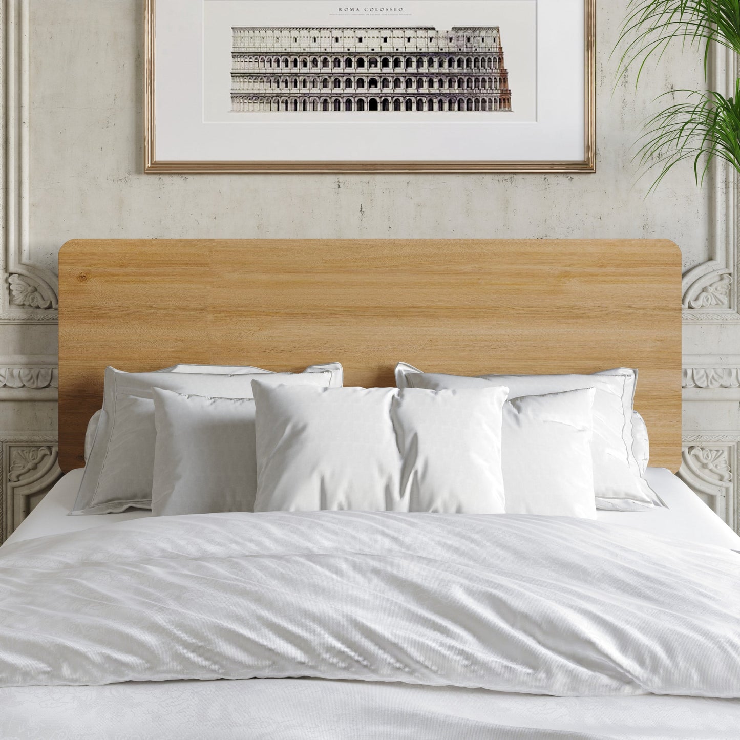 Home Design Keokuk Queen Headboard with Minimalist Design & Easy Installation, Light Oak, Easy Assembly