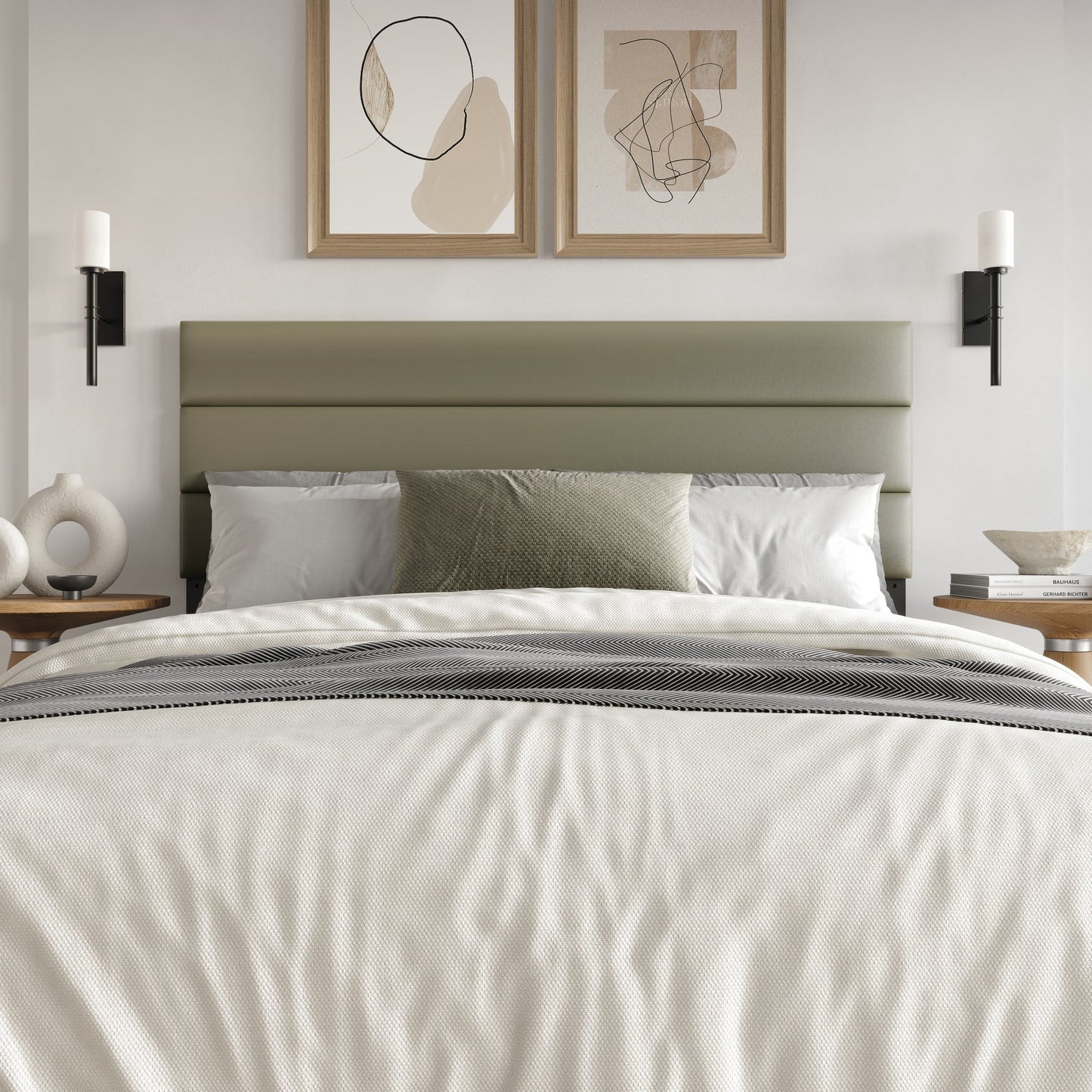Home Design Scranton Queen Upholstered Headboard with Padded Surface and Soft Fabric, Silver, Easy Assembly