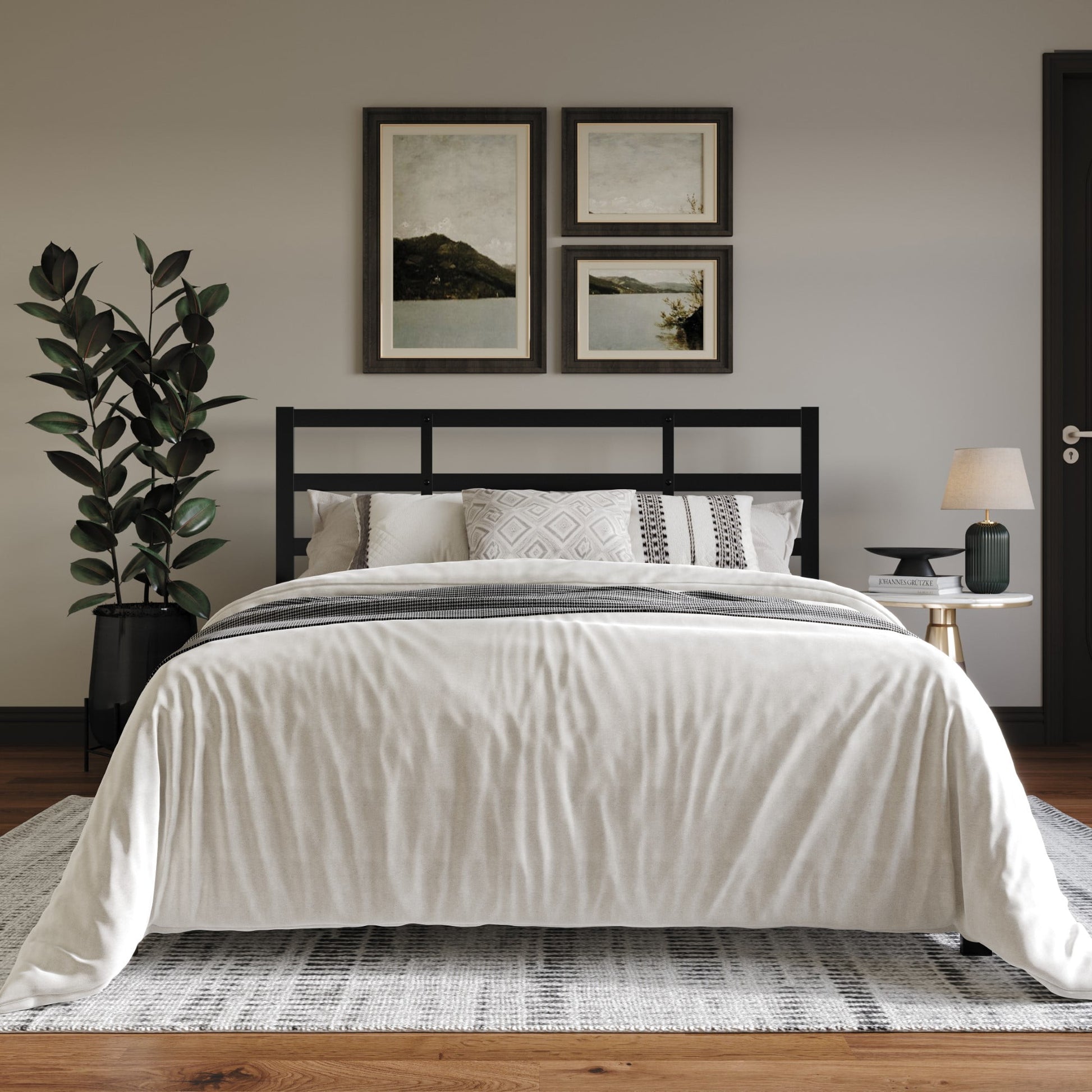 Base de Cama de Metal TamaÃ±o King con Almacenamiento Debajo de la Cama, Negro Resistente, Blanco, FÃ¡cil Montaje, Adulto