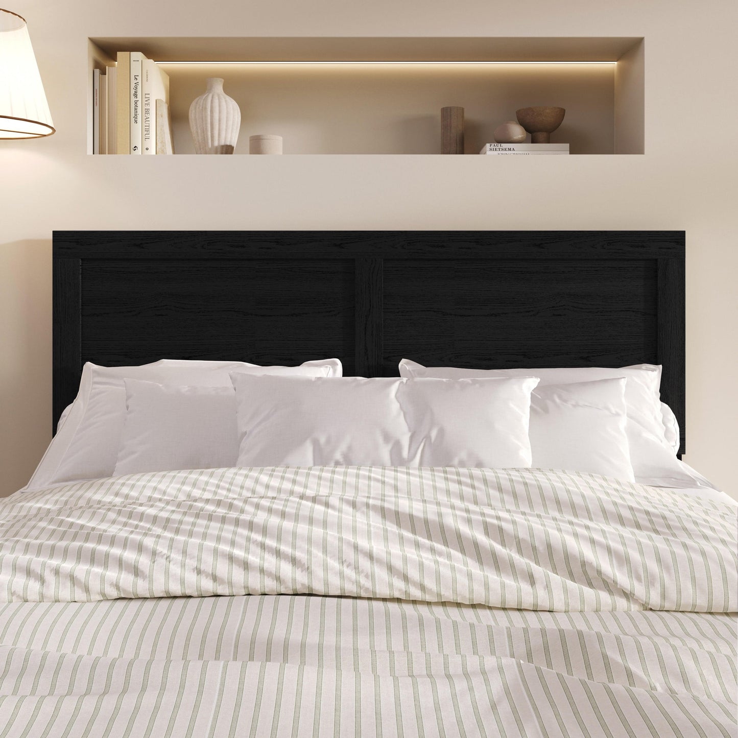 Home Design Yakima Queen Headboard with Farmhouse Design, Black, Adjustable Height, Easy Assembly
