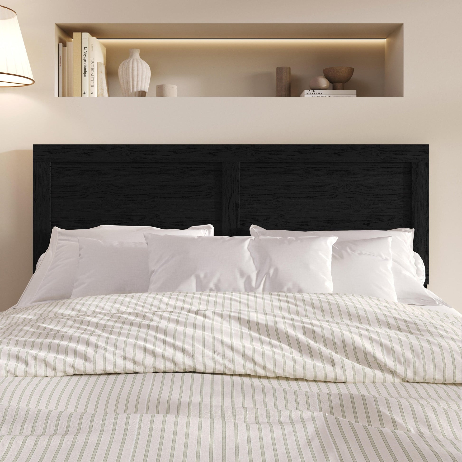 Home Design Yakima Queen Headboard with Farmhouse Design, Black, Adjustable Height, Easy Assembly