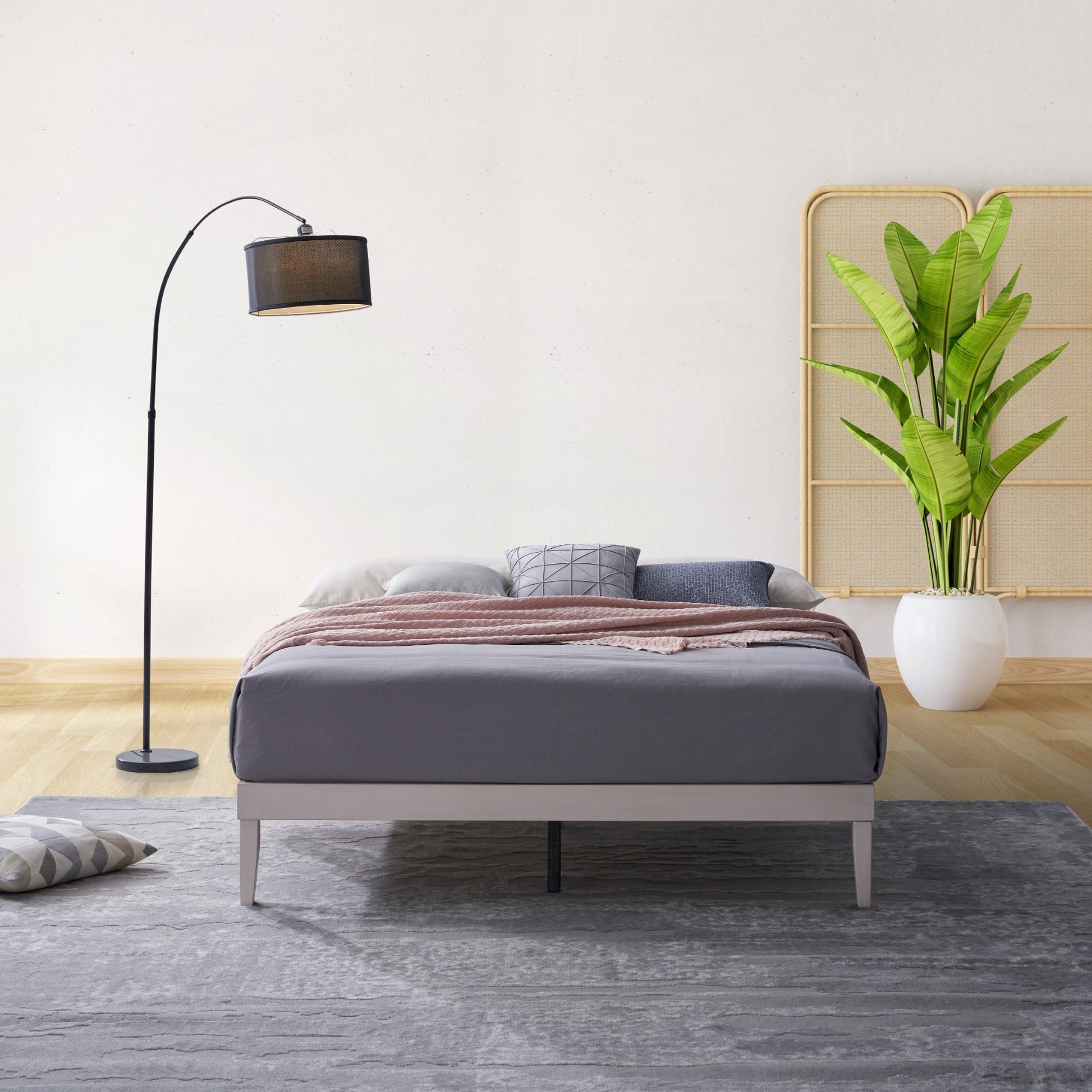 Home Design Zion Twin Solid Wood Platform Bed Frame with Slatted Wood Kit and Center Support, Brown, Easy Assembly