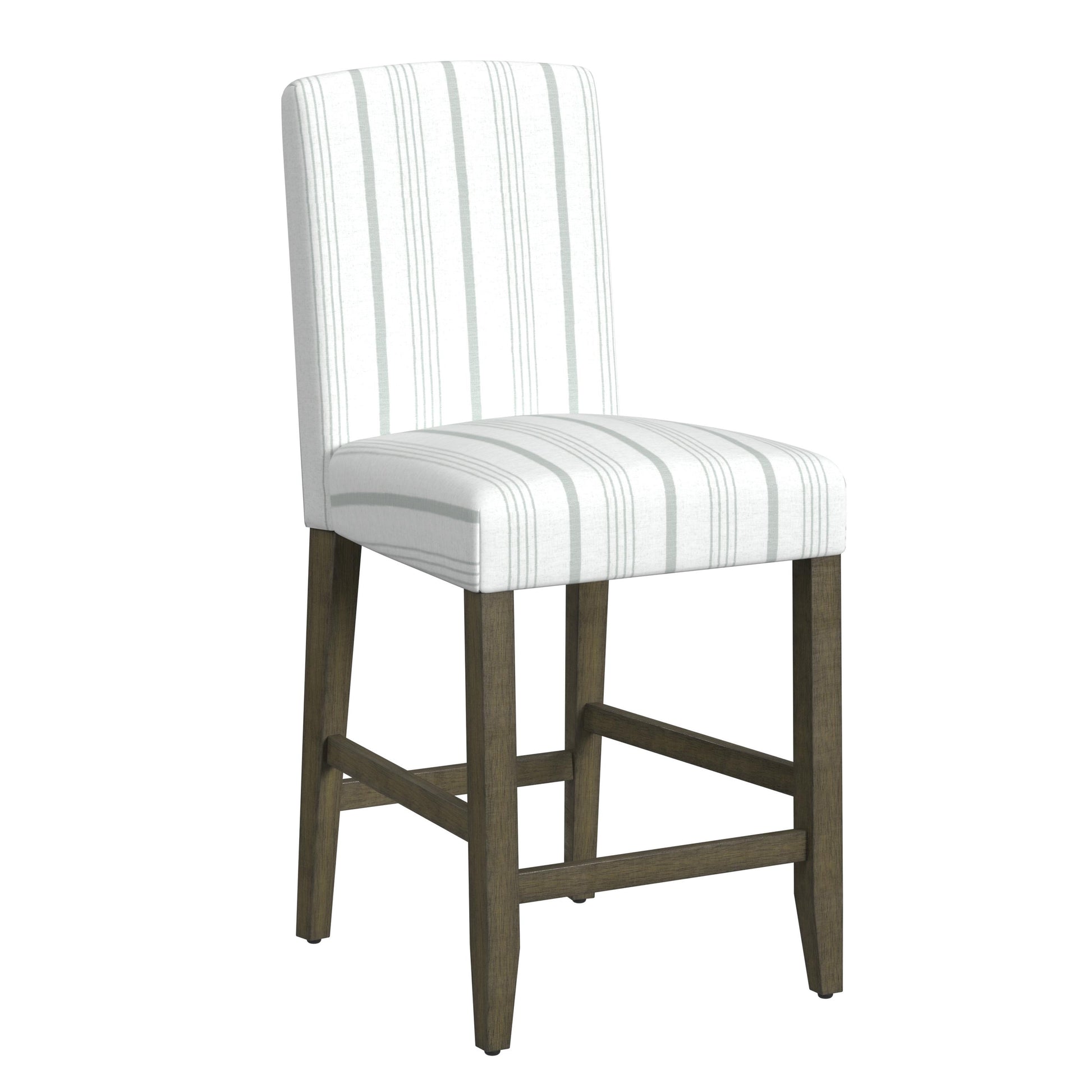 HomePop 24" Indoor Curved Back Upholstered Counter Stool, Dove Gray Stripe