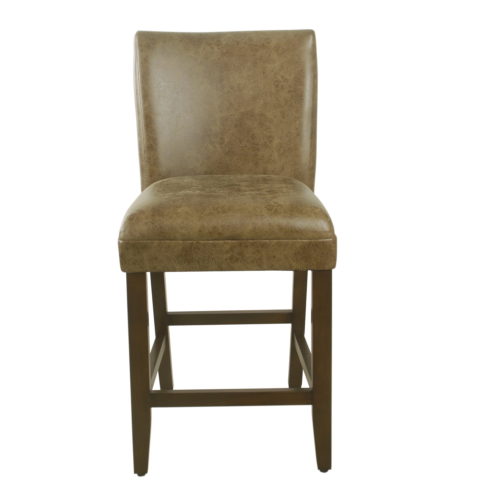 HomePop 24" luxury faux leather barstool - Distressed Brown Faux Leather