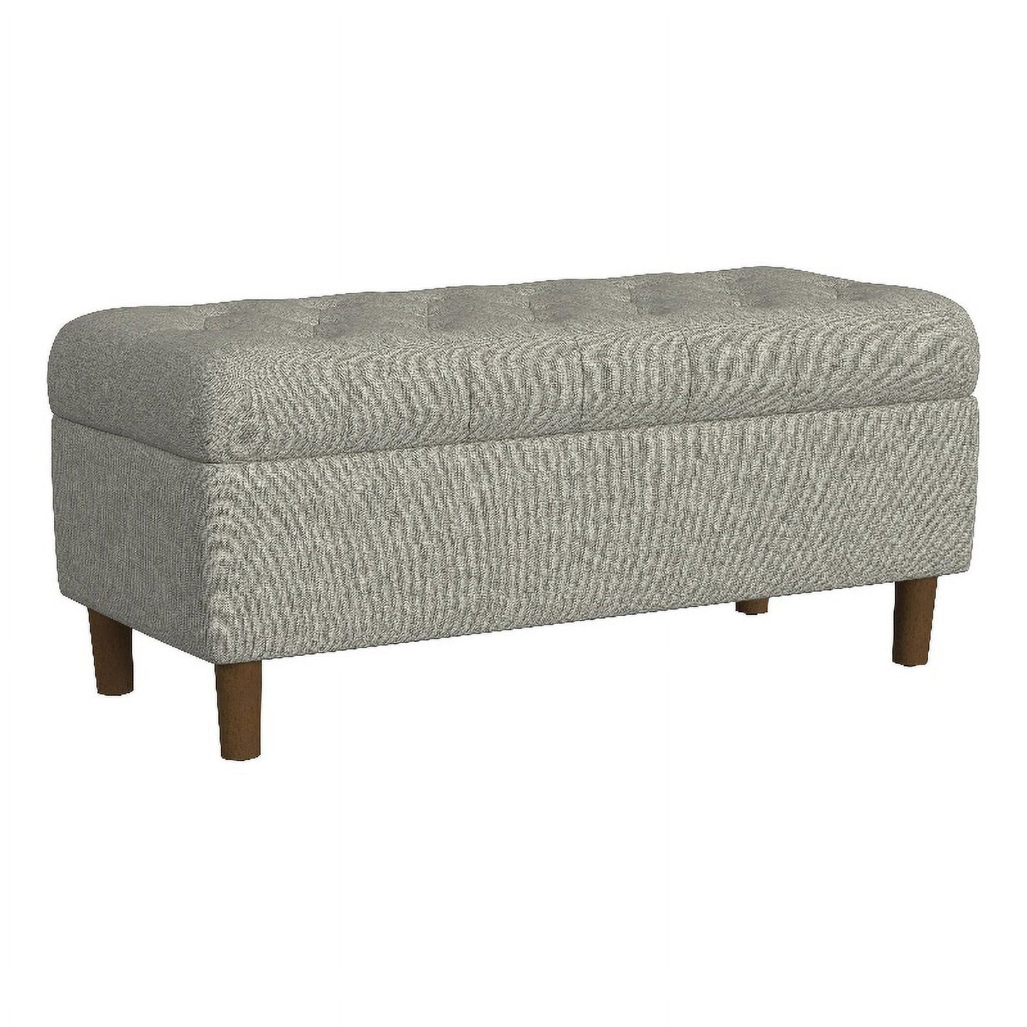 HomePop Button Tufted Storage Bench, 40"W x 18"D x 18"H, Gray