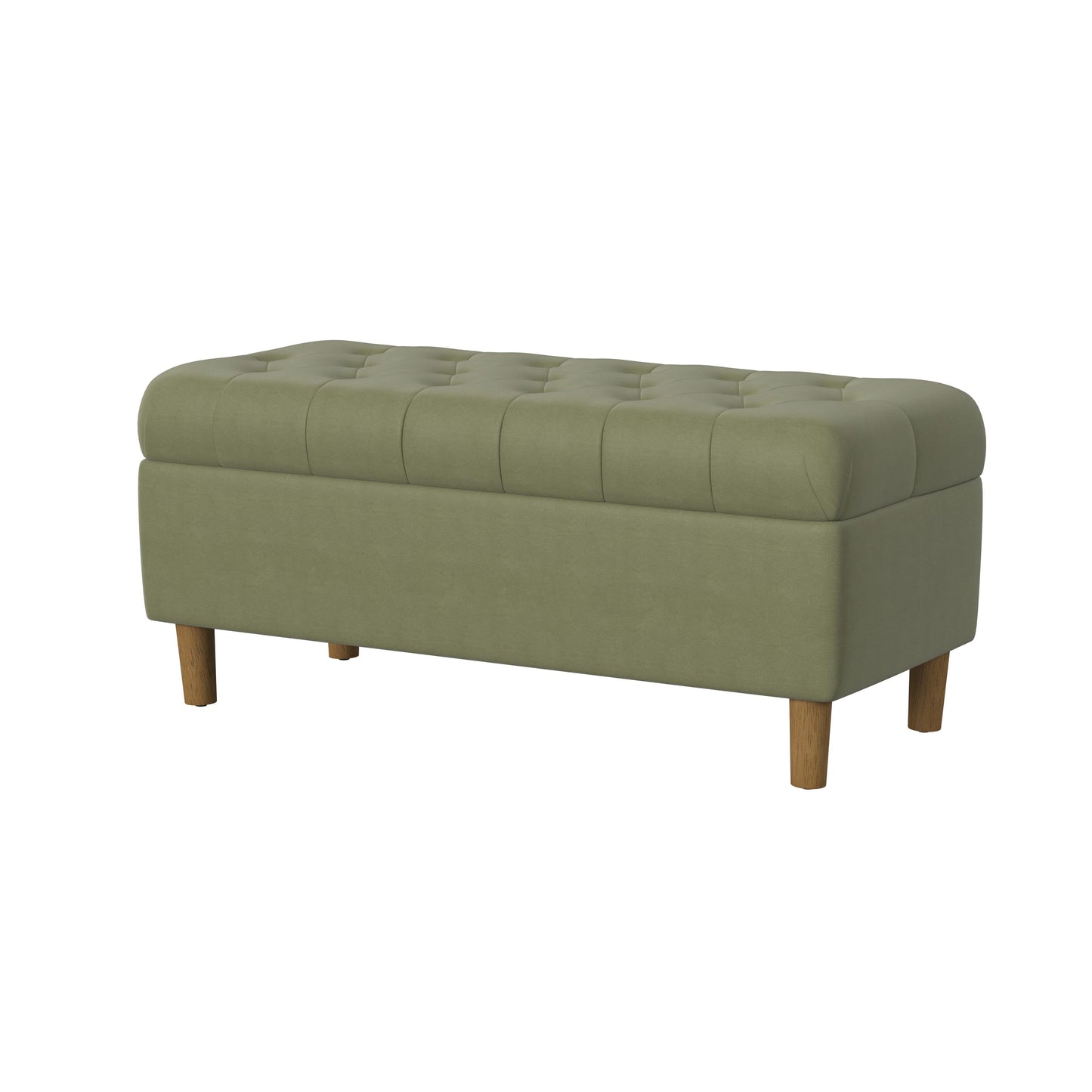 HomePop Button Tufted Storage Bench, 40"W x 18"D x 18"H, Light Sage Green Velvet
