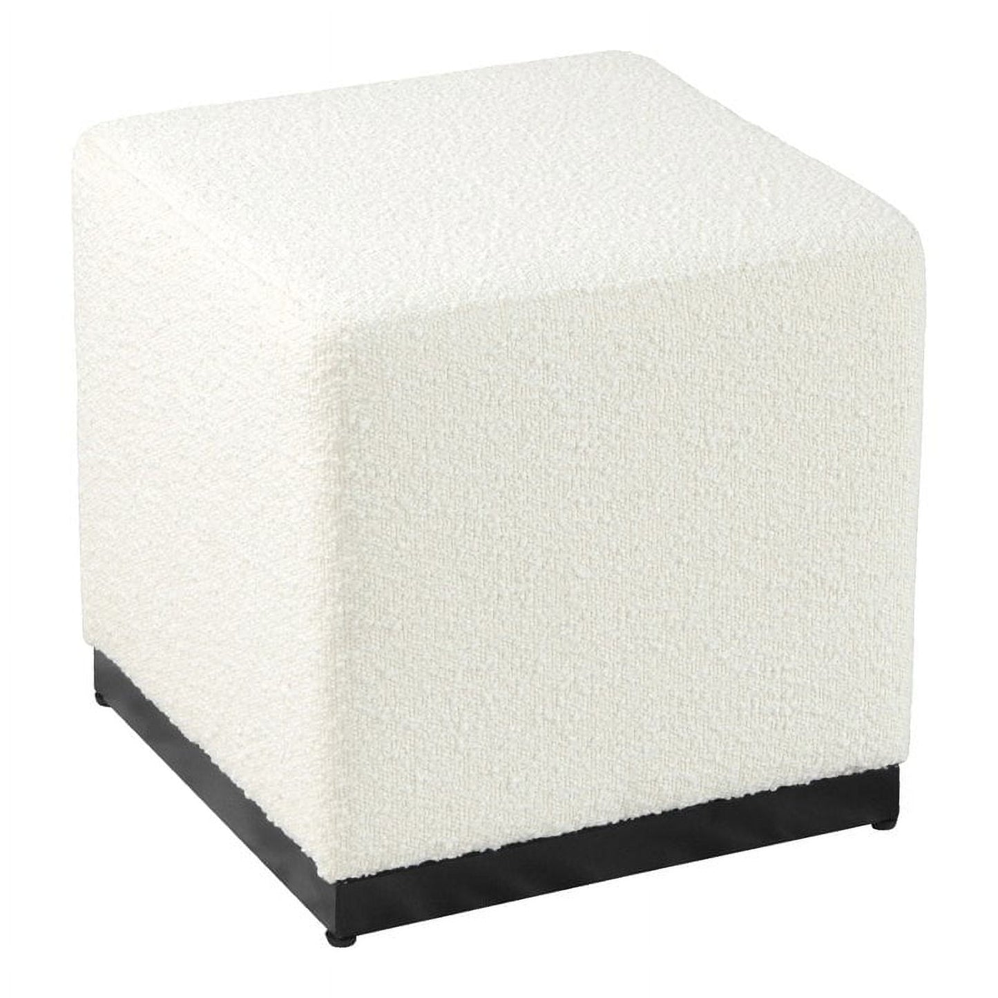 HomePop Cube Ottoman, Cream Boucle