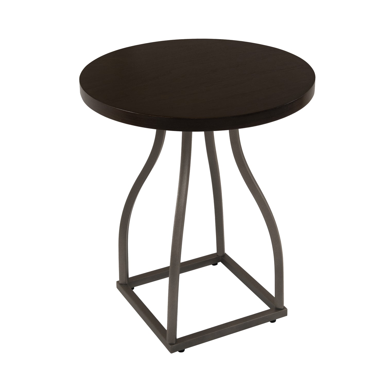 HomePop Lindsay Modern Wood & Metal Round Accent End Table, Bronze/Umber
