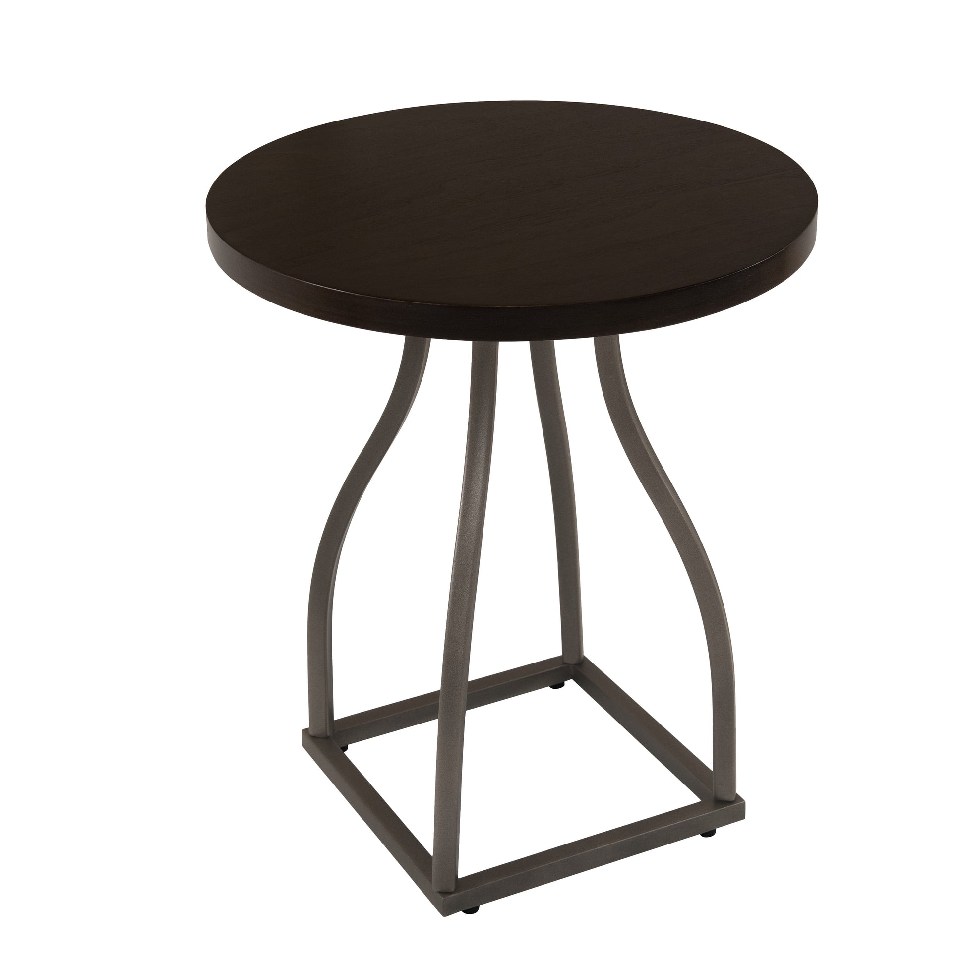 HomePop Lindsay Modern Wood & Metal Round Accent End Table, Bronze/Umber