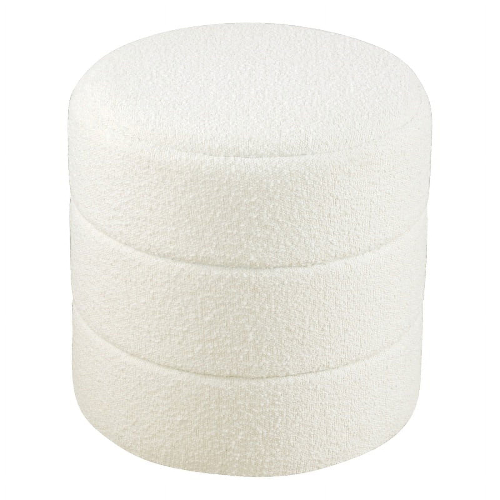 HomePop Upholstered Round Ottoman - Cream Boucle