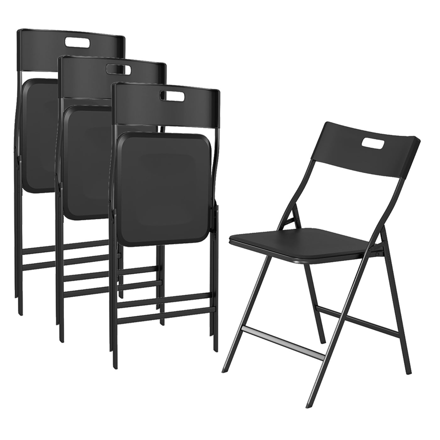 Hommoo Folding Chair Portable Plastic Seat with Steel Frame for Indoor Outdoor, 4 Pack