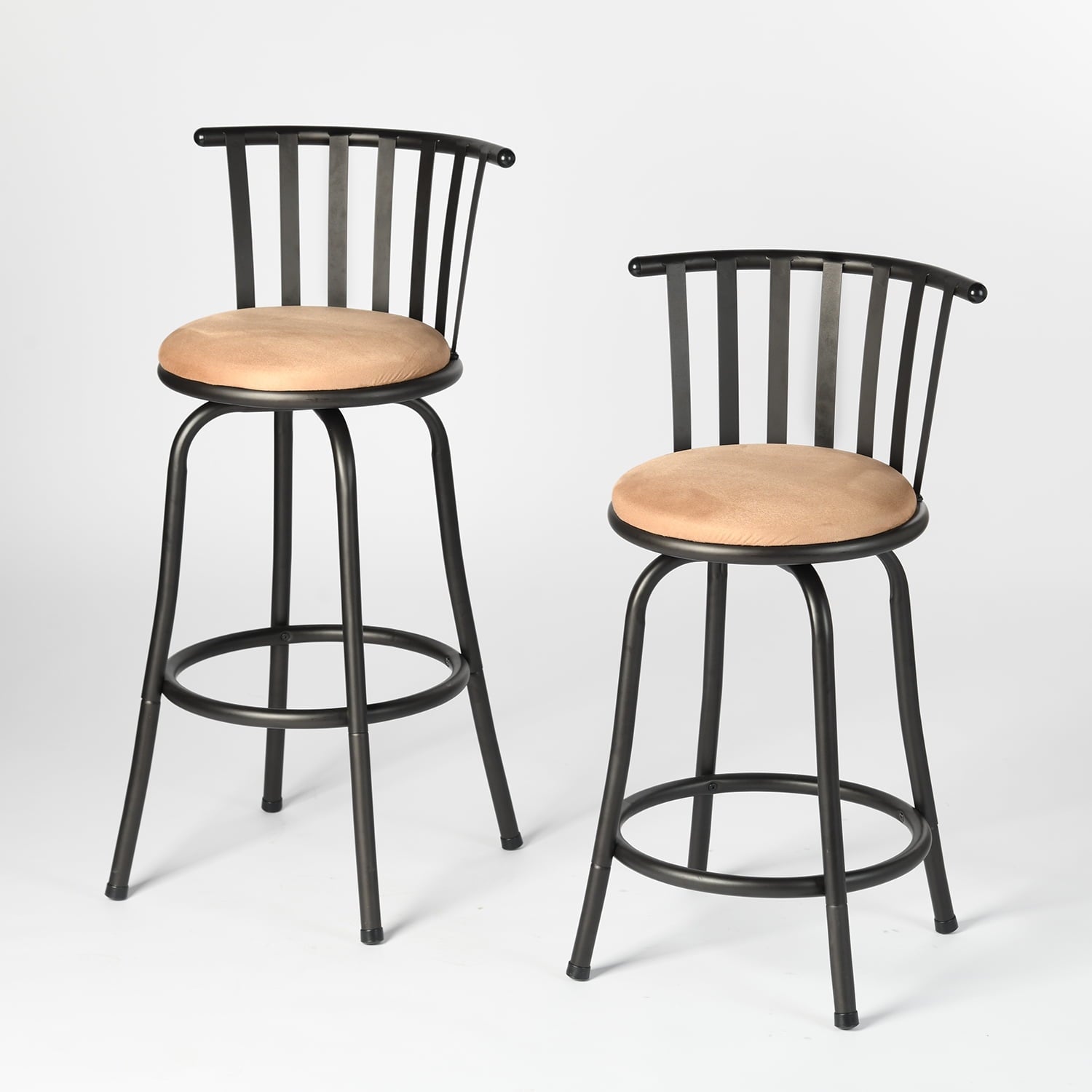 Homy Casa Swivel Bar Stools Set of 3, 24 inch Counter Height Stools for Home Kitchen Island, Brown