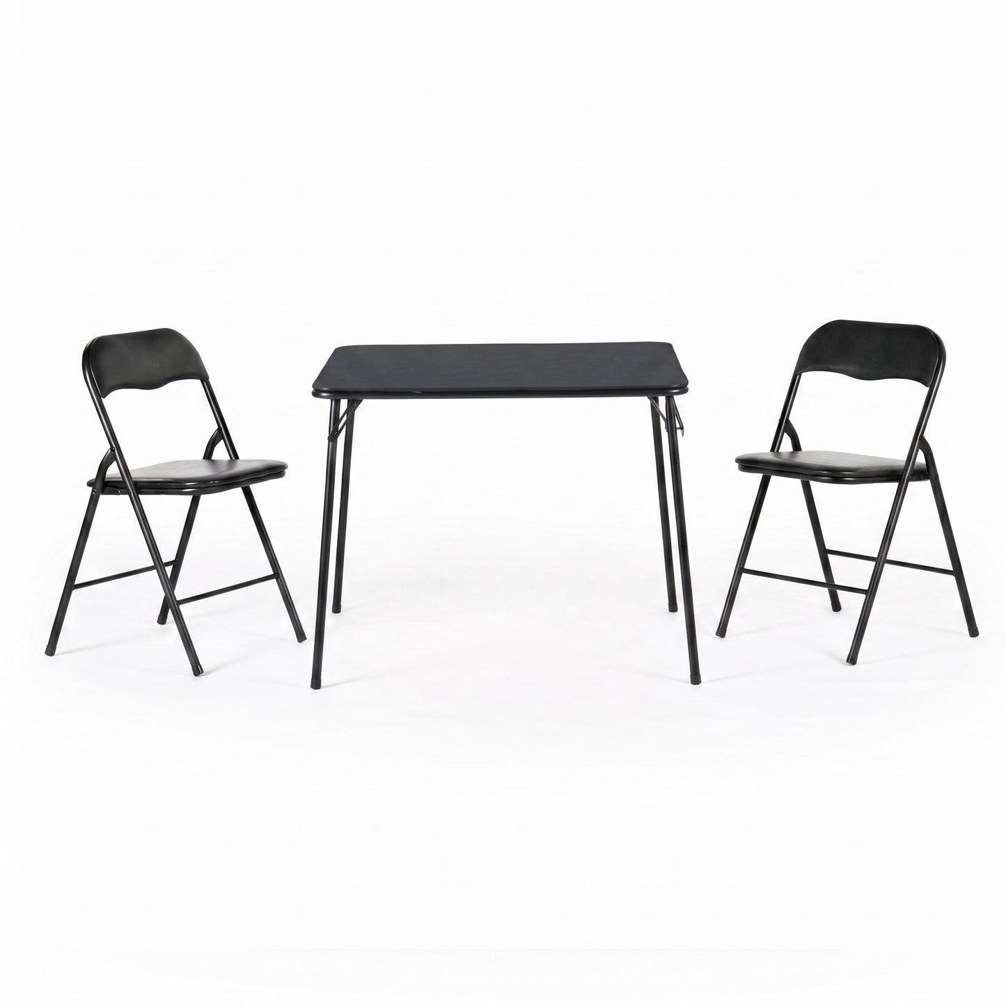 Homy Casa 3-Piece Folding Table Set with 2 Chairs, Square Space-Saving Table Set, Black