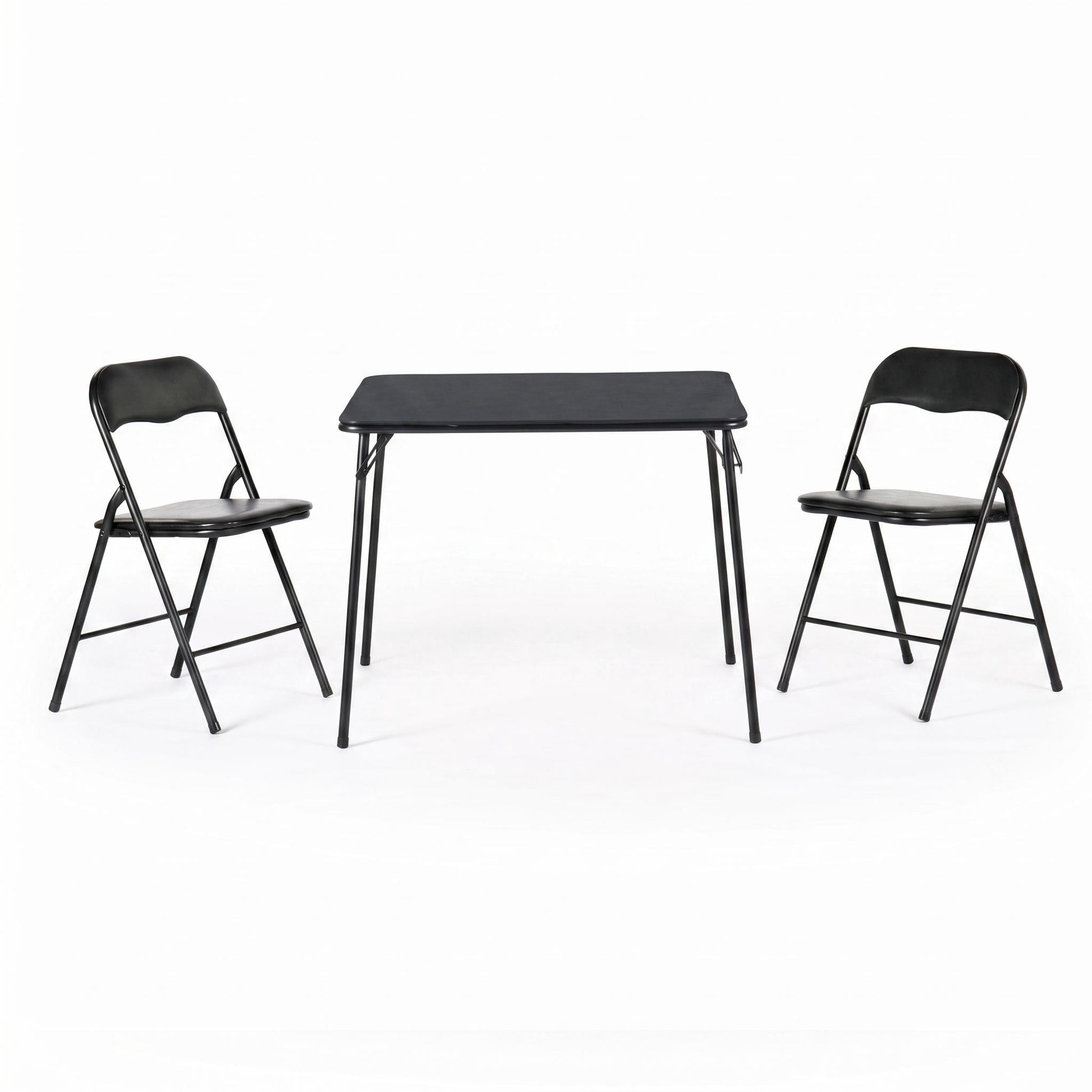 Homy Casa 3-Piece Folding Table Set with 2 Chairs, Square Space-Saving Table Set, Black
