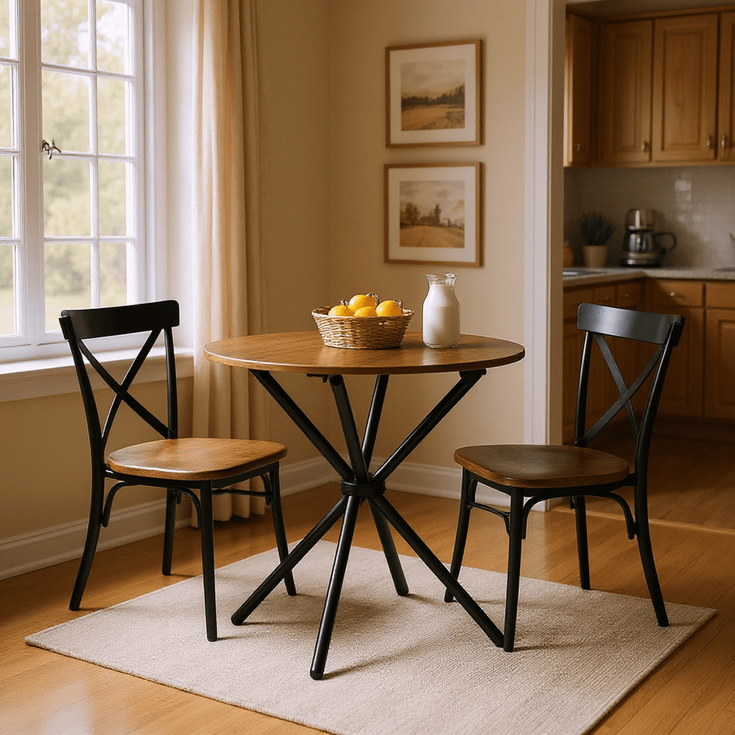 Homy Casa 31.5in Round Dining Table, Small Space Kitchen Table with Metal Legs for 2â€“4 People