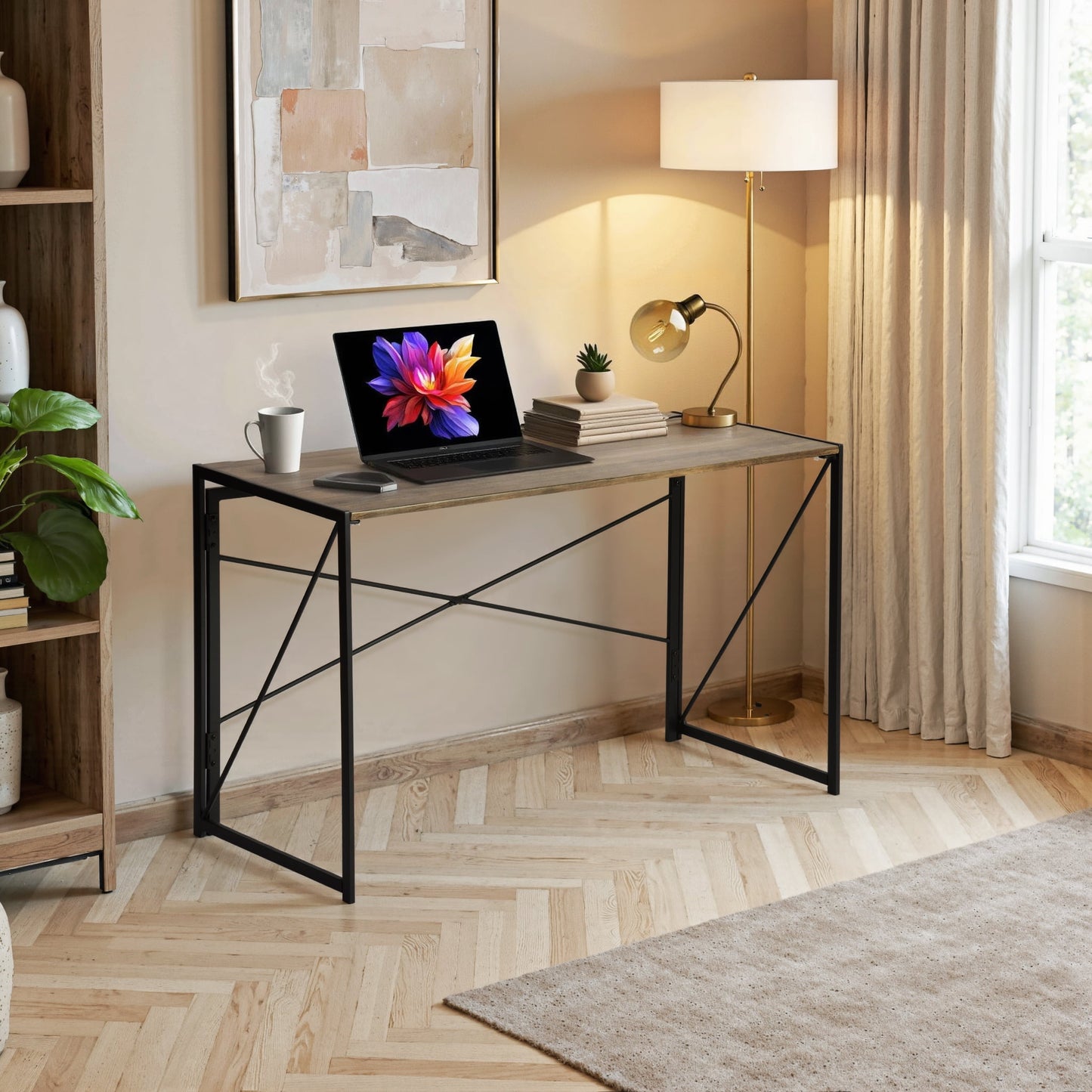 Homy Casa 47.2" Writing Desk - Compact Computer Desk for Small Spaces, Study Workstation Walnut